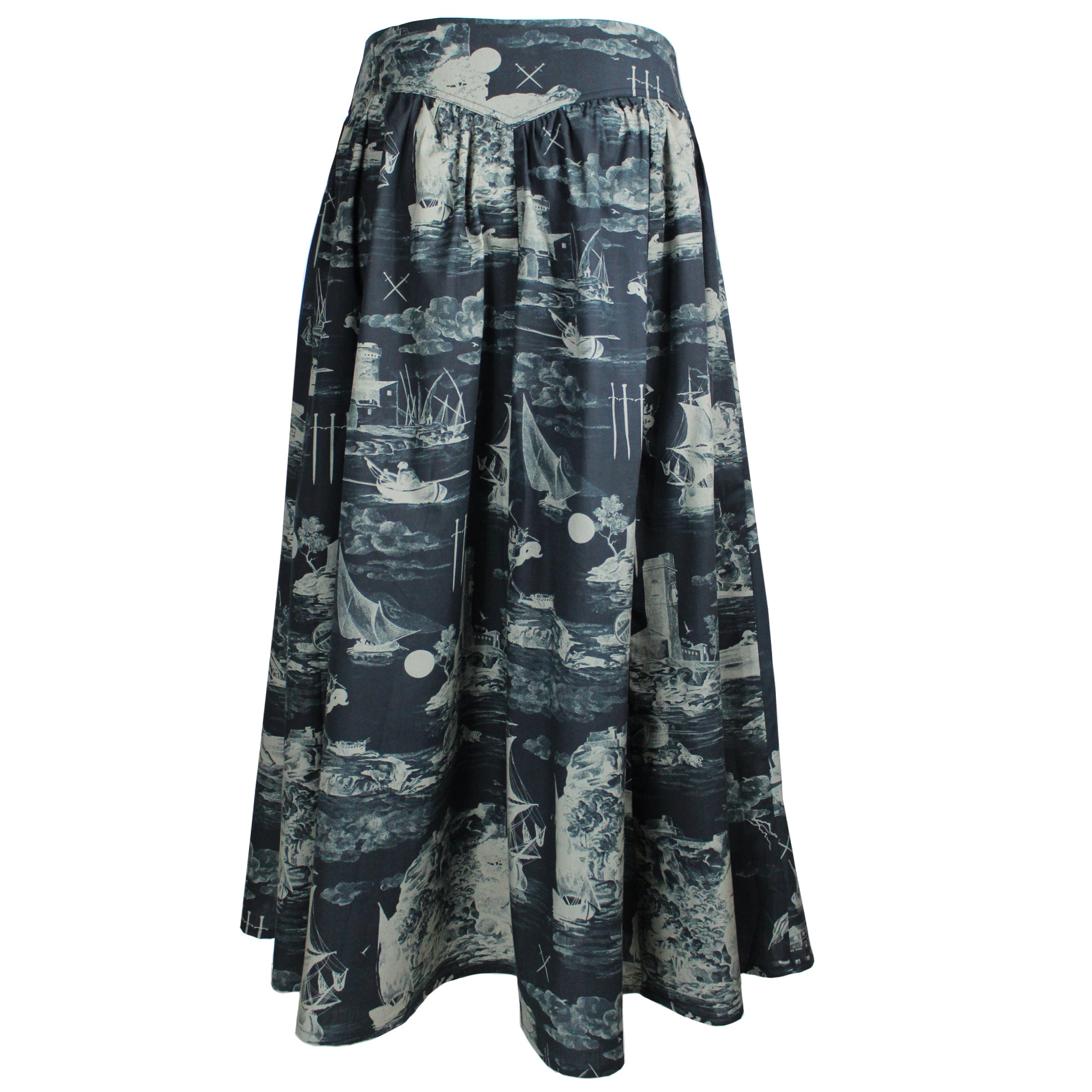 Eddie Cotton Skirt Doomed voyage print in black and beige