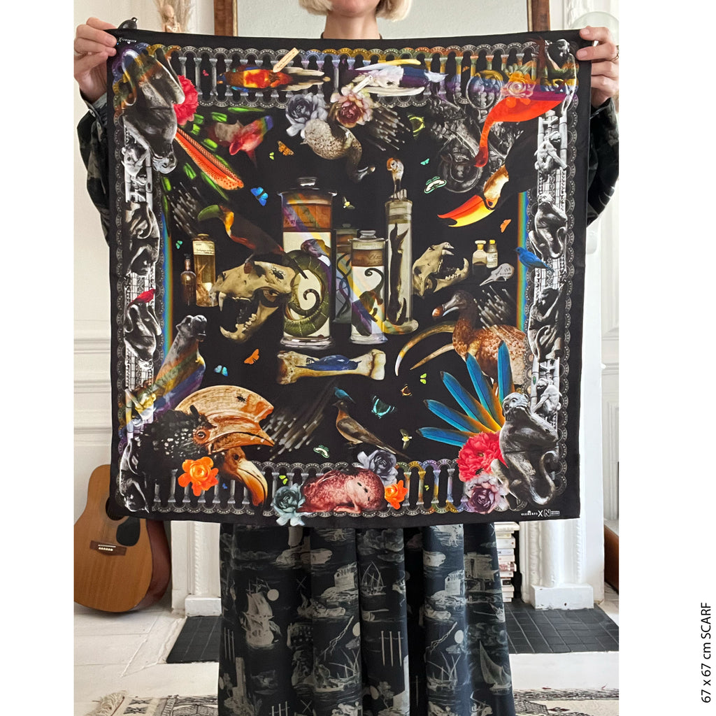 Natural History silk scarf (two size options)