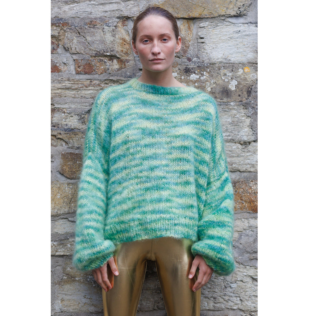 Hand knitted mohair jumper seaweed