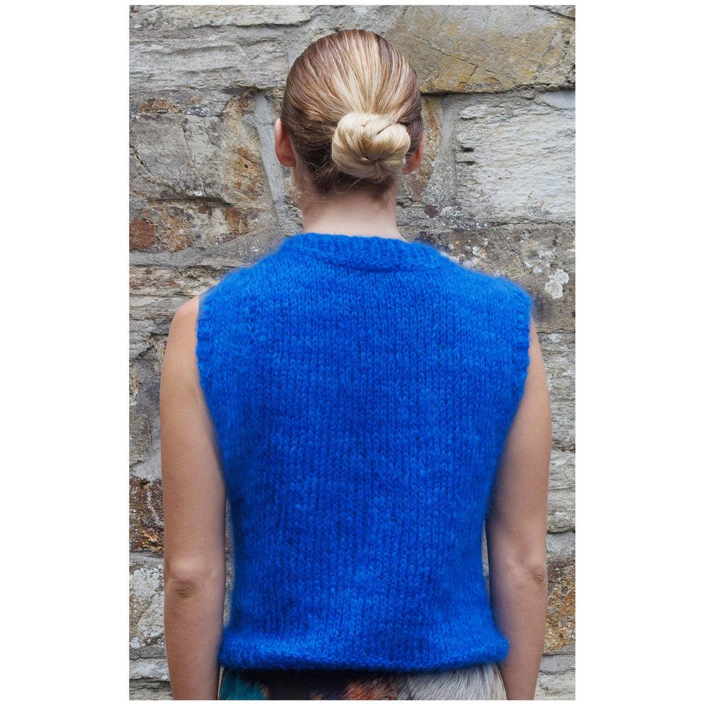 Hand knitted Vest Cobalt Blue *Pre Order*