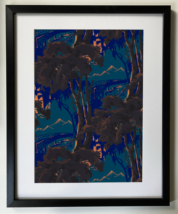 Moonlit forest Fine Art print A3 / A2