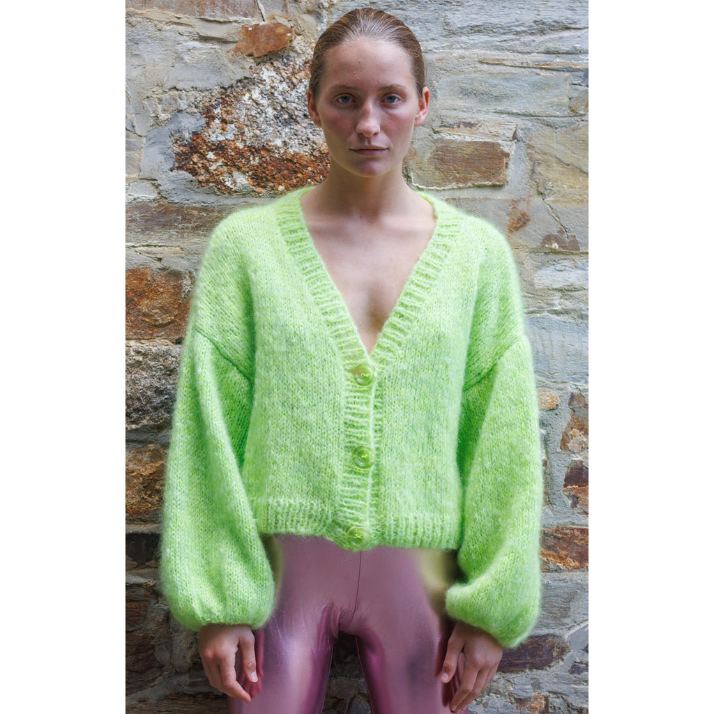 Hand knitted cardigan neon lime *Pre Order*