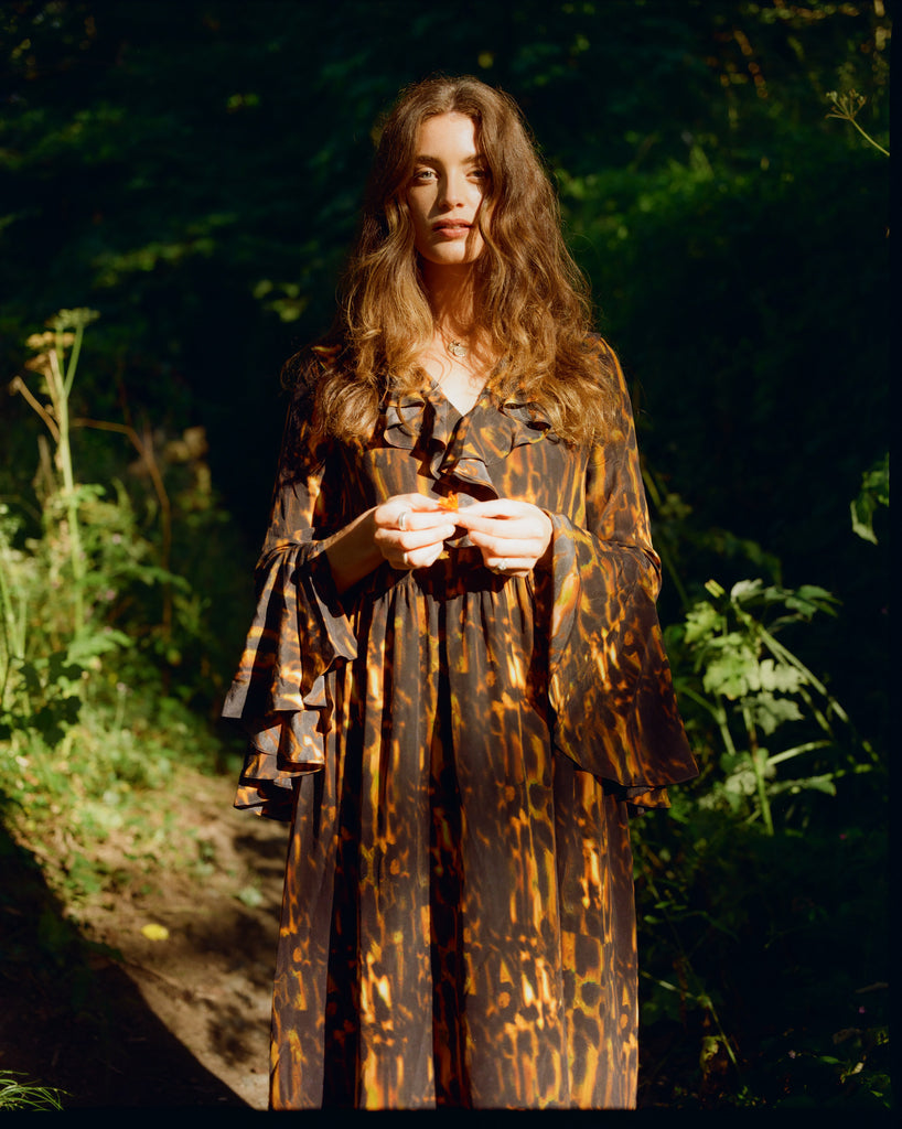 Morhav silk dress in Tortoise shell print