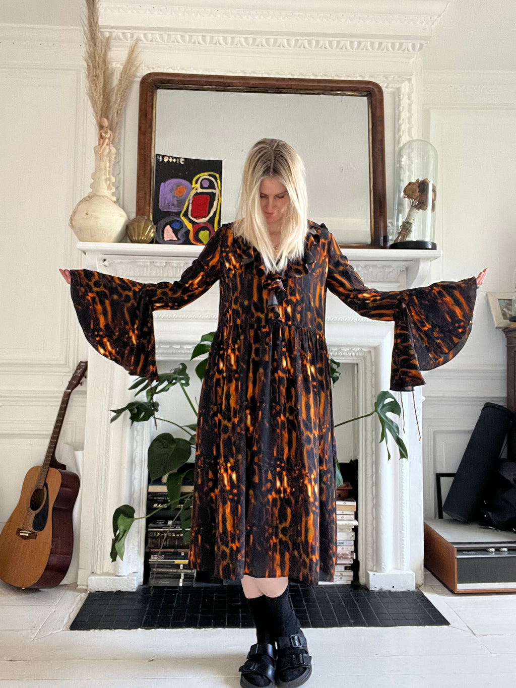 Morhav silk dress in Tortoise shell print