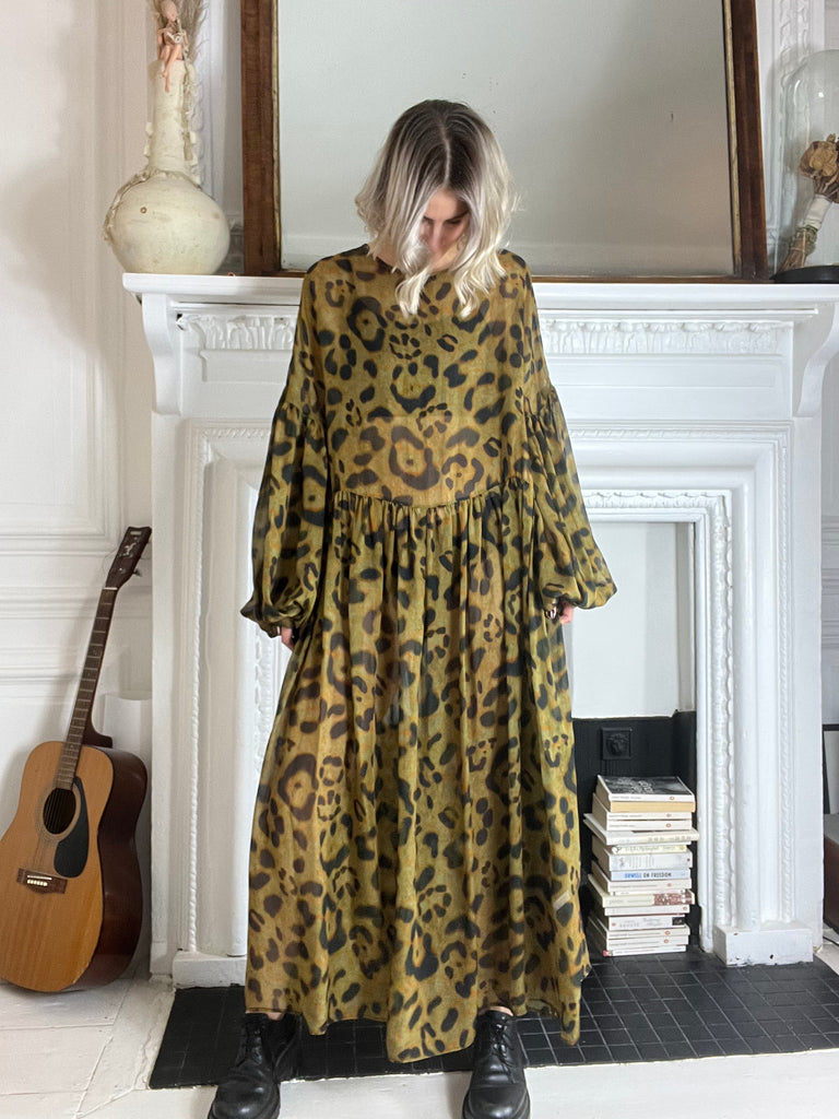 Dusk Dress in Cheetah silk chiffon
