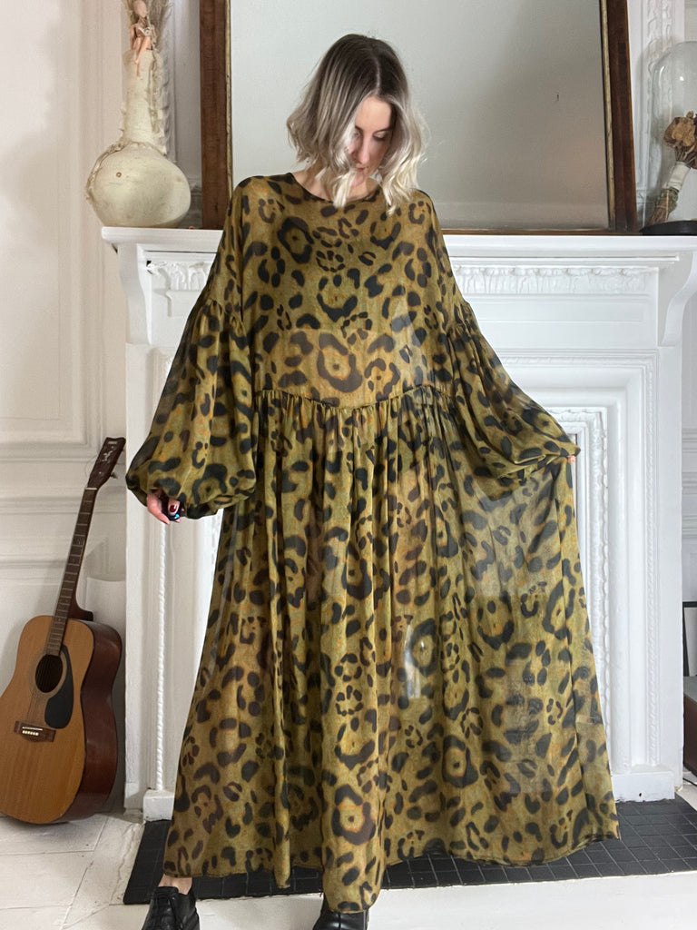 Dusk Dress in Cheetah silk chiffon