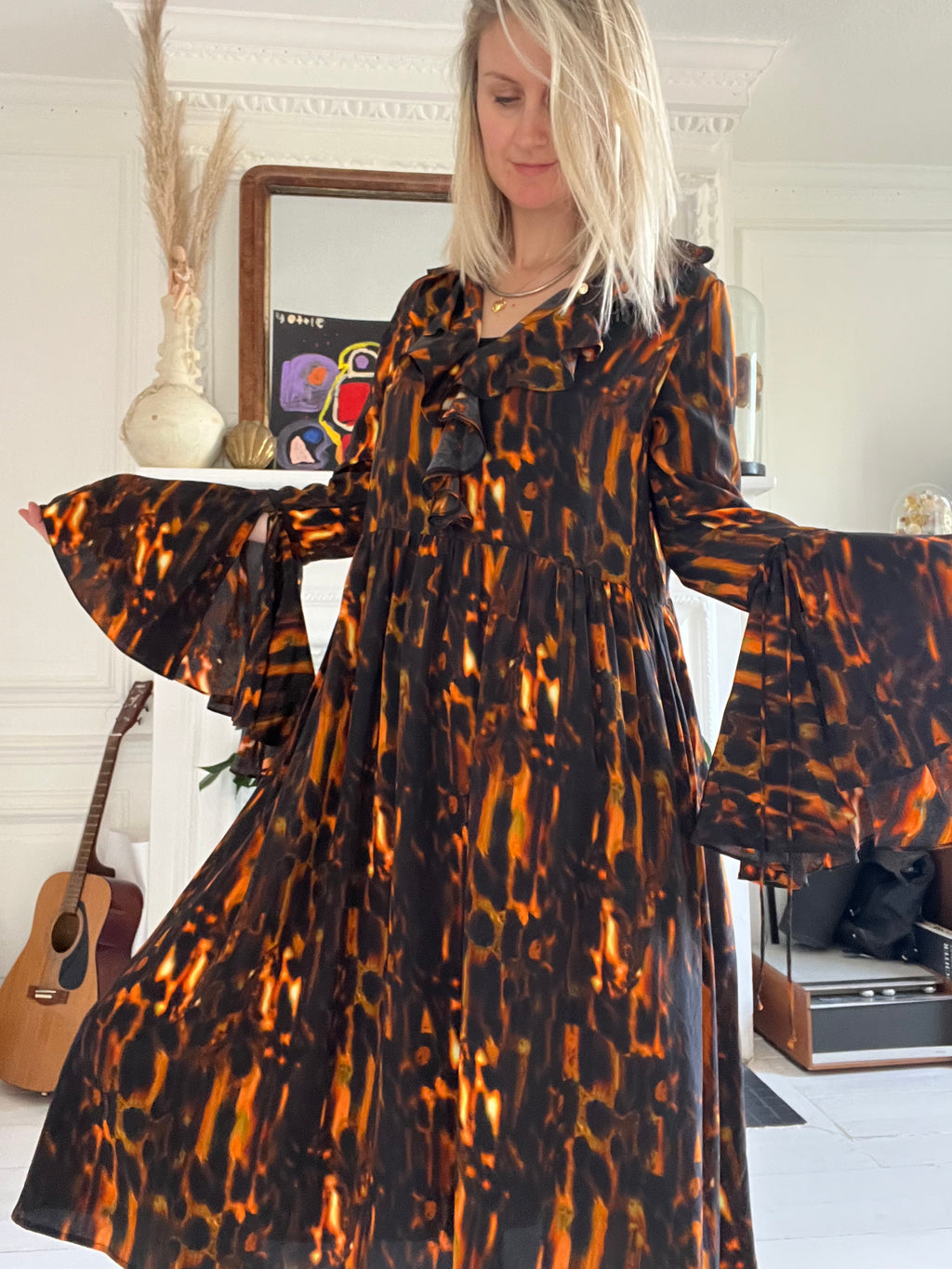Morhav silk dress in Tortoise shell print
