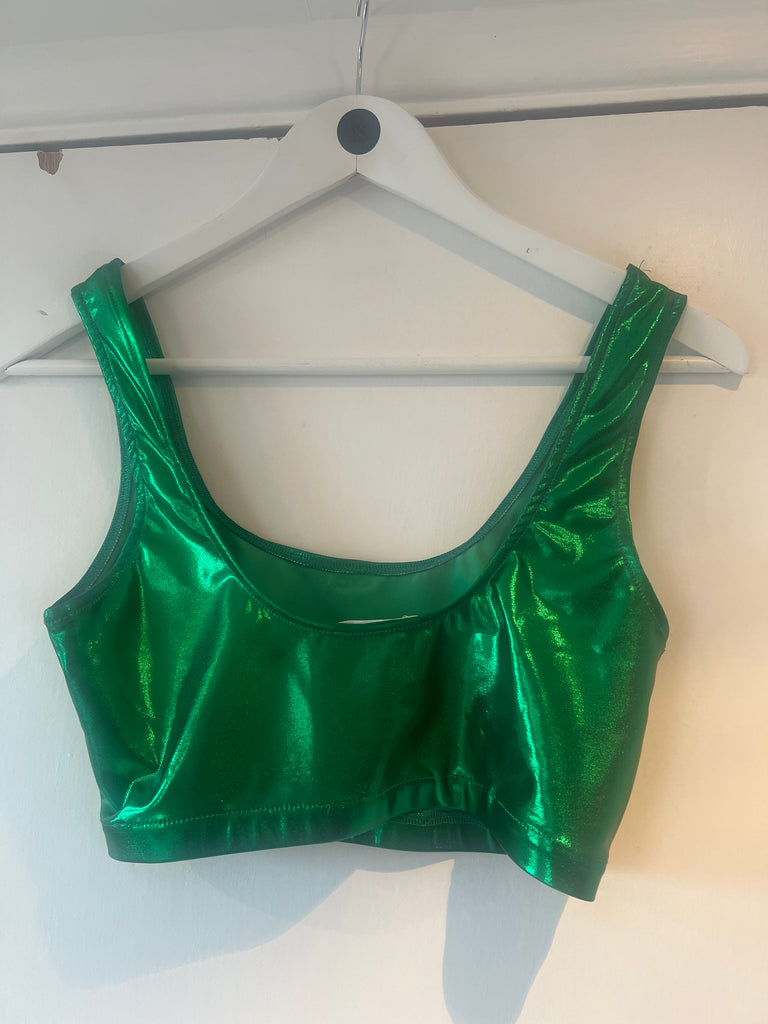 Green metallic cropped too sample S