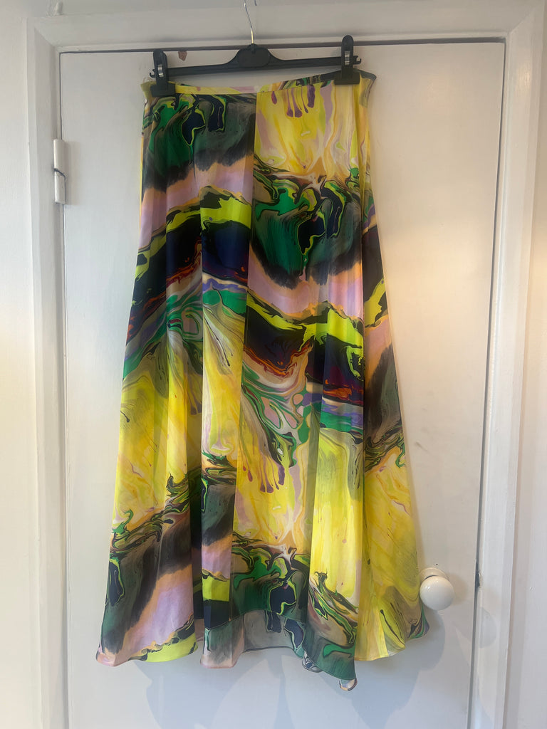 *Studio sale* Silk skirt in paint blurs print S-M