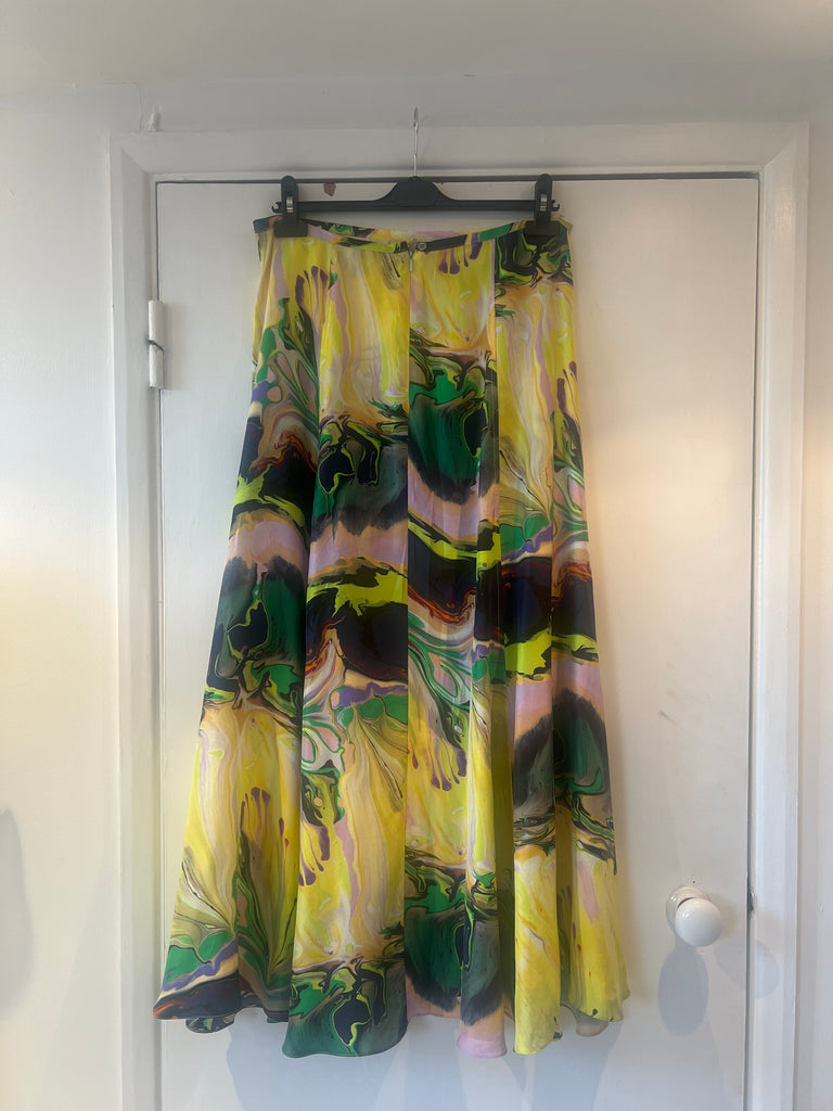 *Studio sale* Silk skirt in paint blurs print S-M