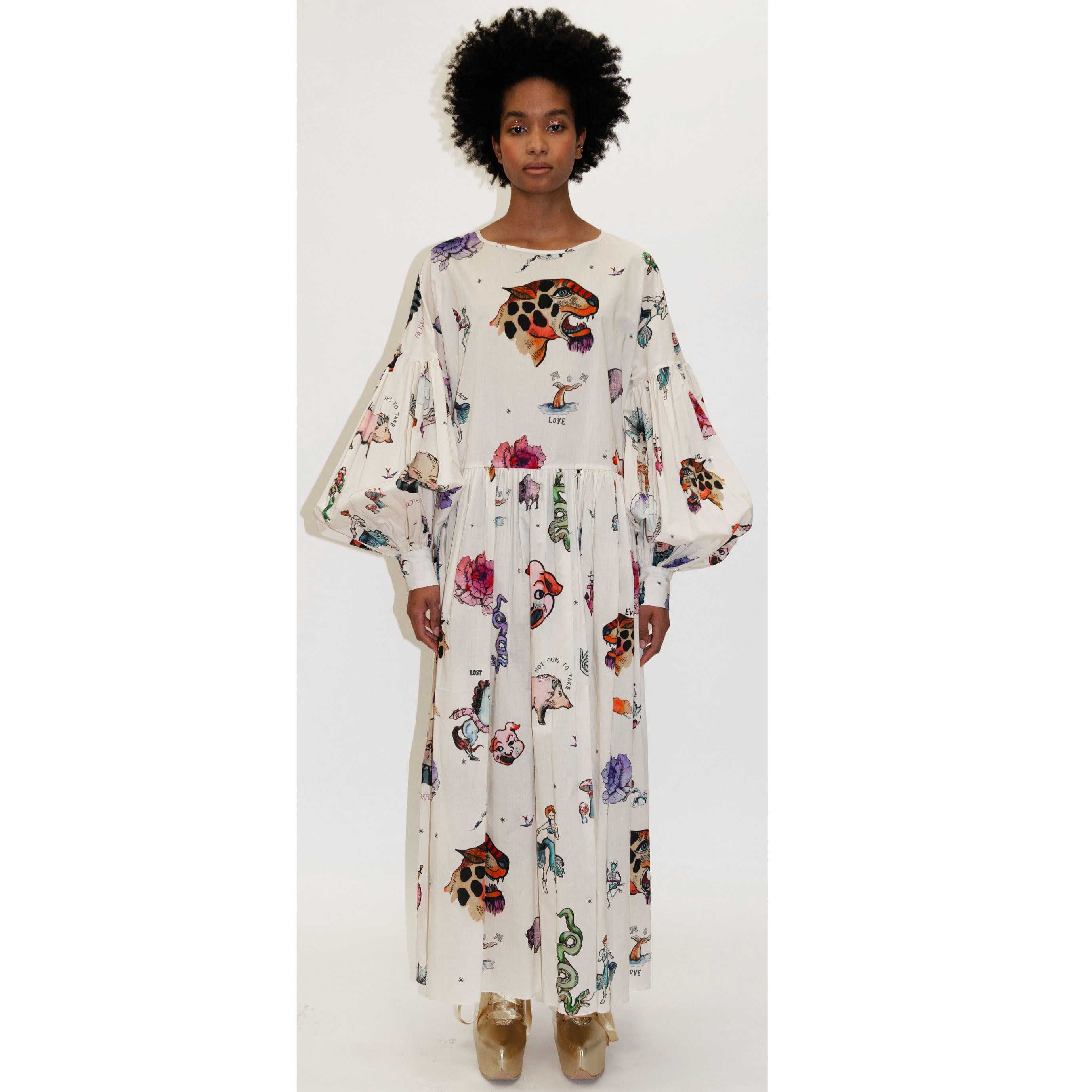 Dusk Dress in Tattoo Print