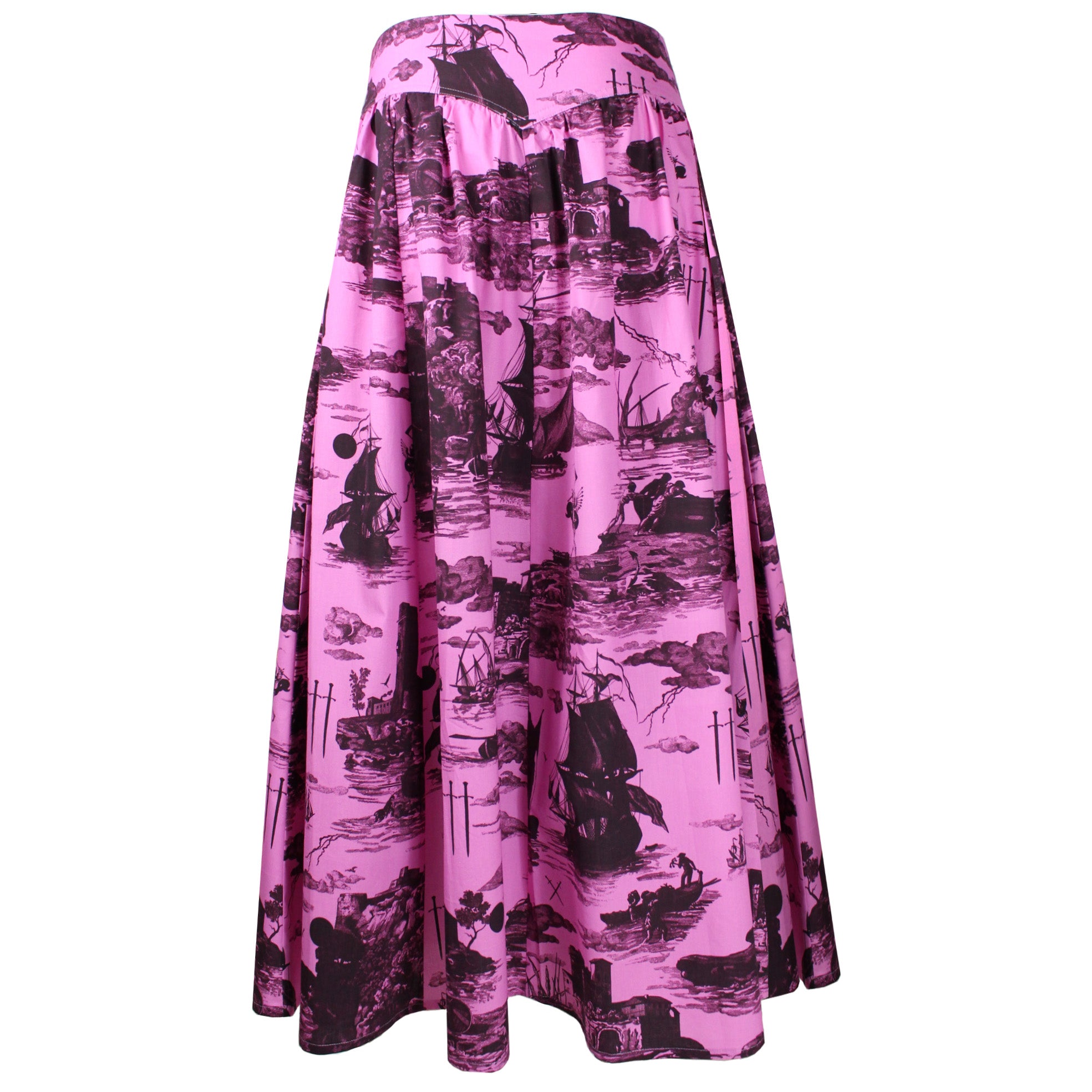 Eddie Cotton Skirt Doomed voyage print in Sorbet and Port