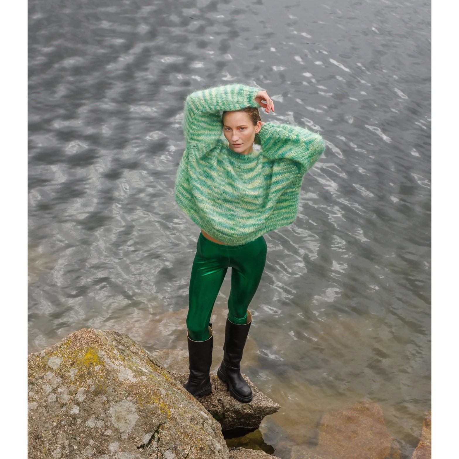 Margate Leggings in Metallic Green