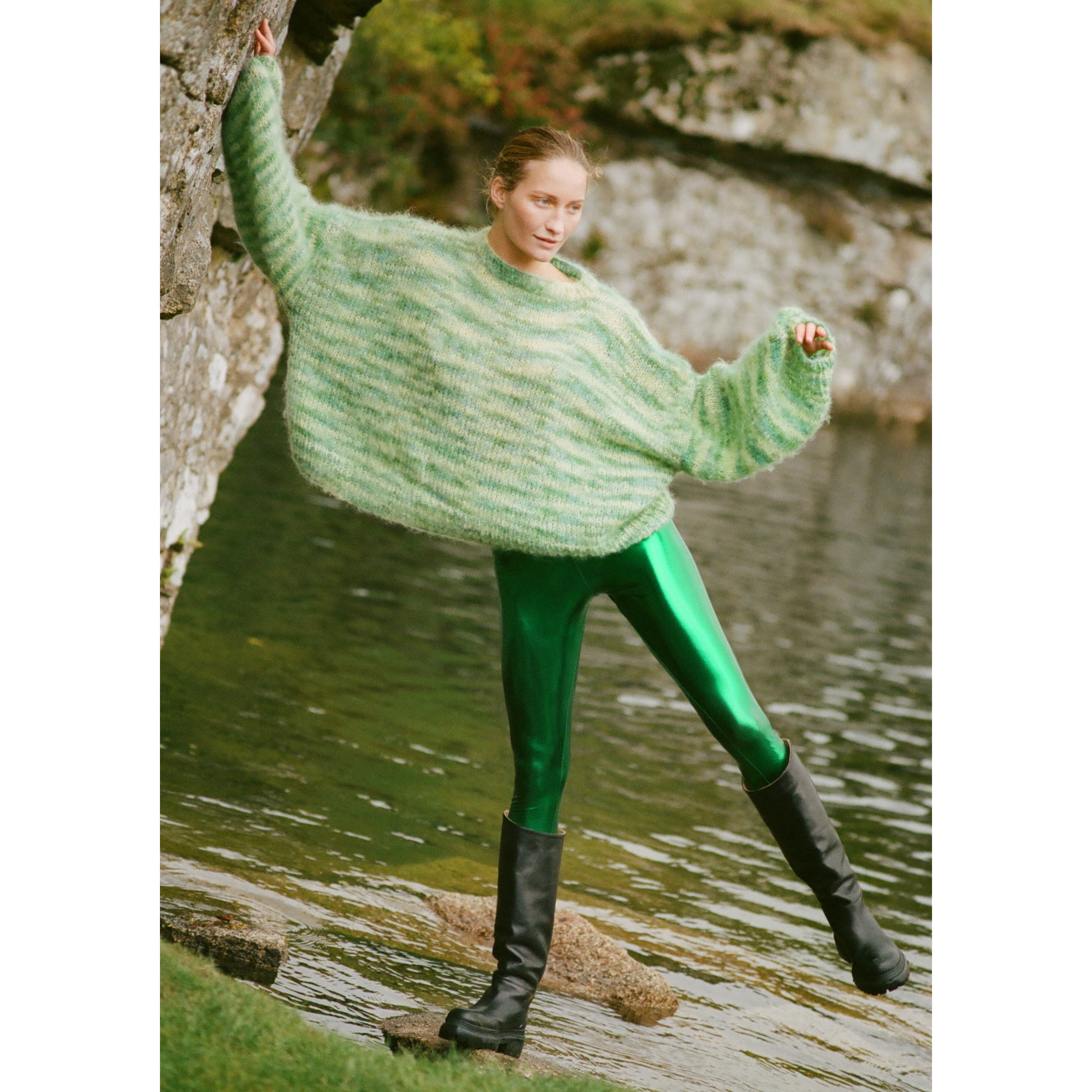 Margate Leggings in Metallic Green