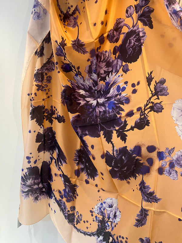 *Studio sale* silk gothic floral peach scarf 135cm