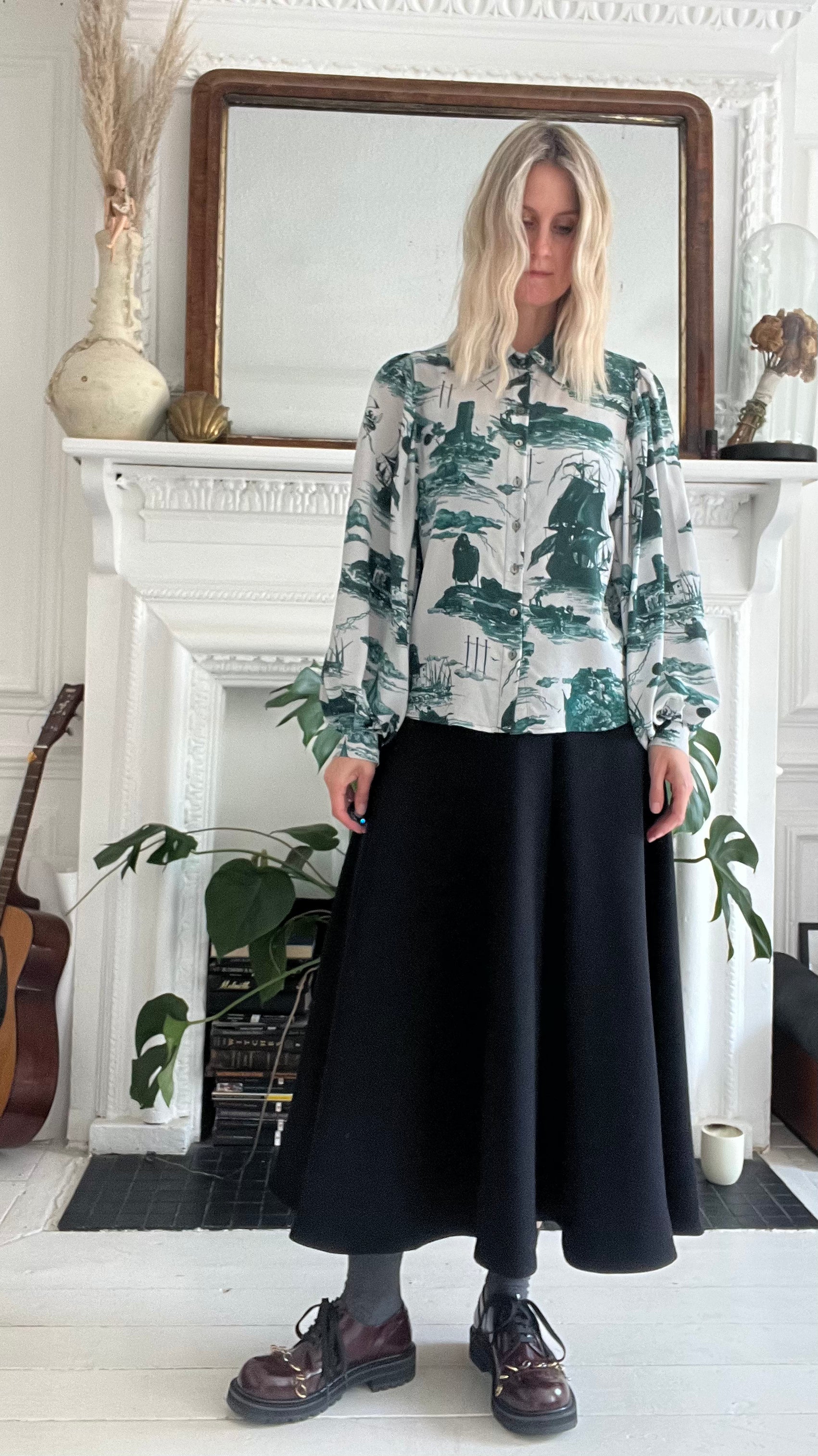 Paints silk Blouse in Doomed voyage print