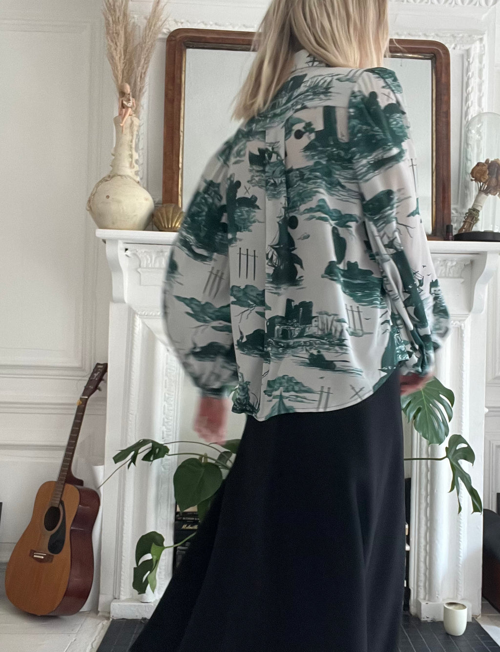 Paints silk Blouse in Doomed voyage print