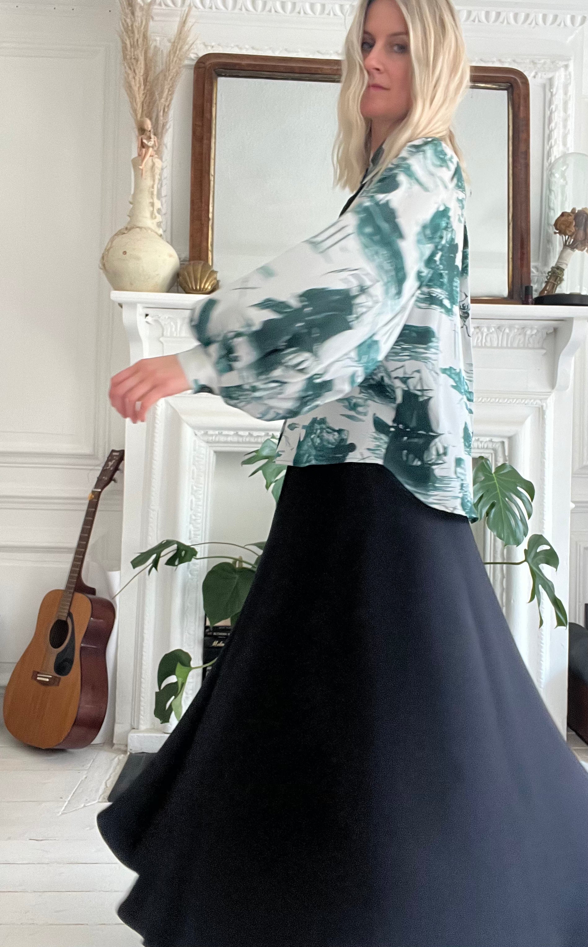 Paints silk Blouse in Doomed voyage print