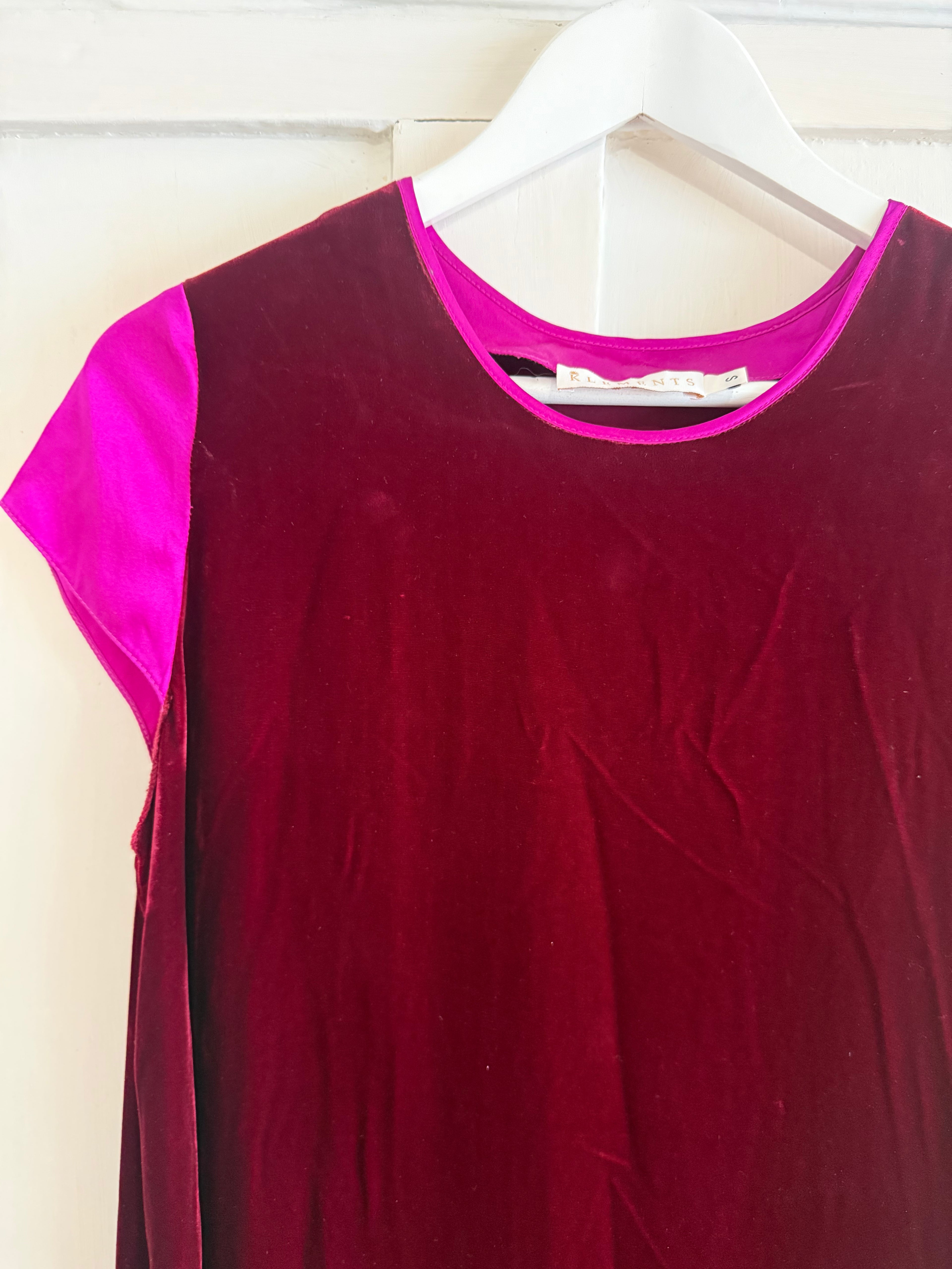JUNE SAMPLE SALE / BURGUNDY SILK VELVET & SILK DRESS SMALL