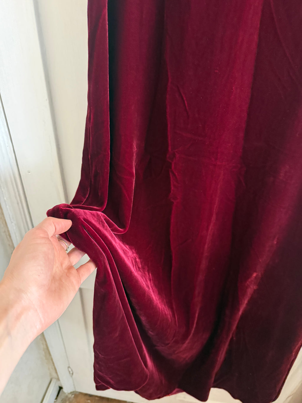 JUNE SAMPLE SALE / BURGUNDY SILK VELVET & SILK DRESS SMALL