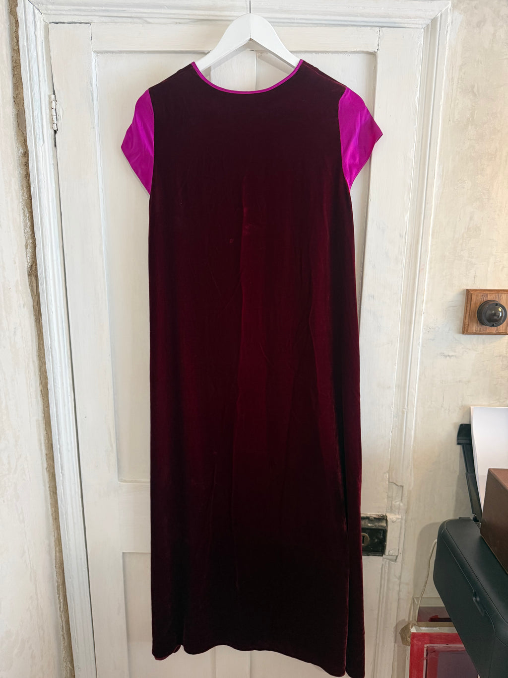 JUNE SAMPLE SALE / BURGUNDY SILK VELVET & SILK DRESS SMALL