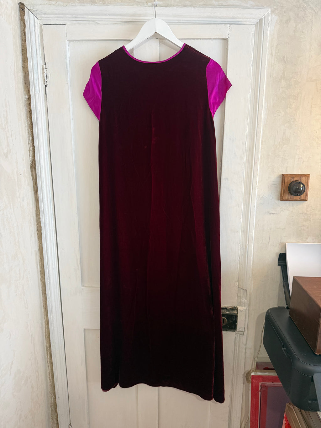 JUNE SAMPLE SALE / BURGUNDY SILK VELVET & SILK DRESS SMALL