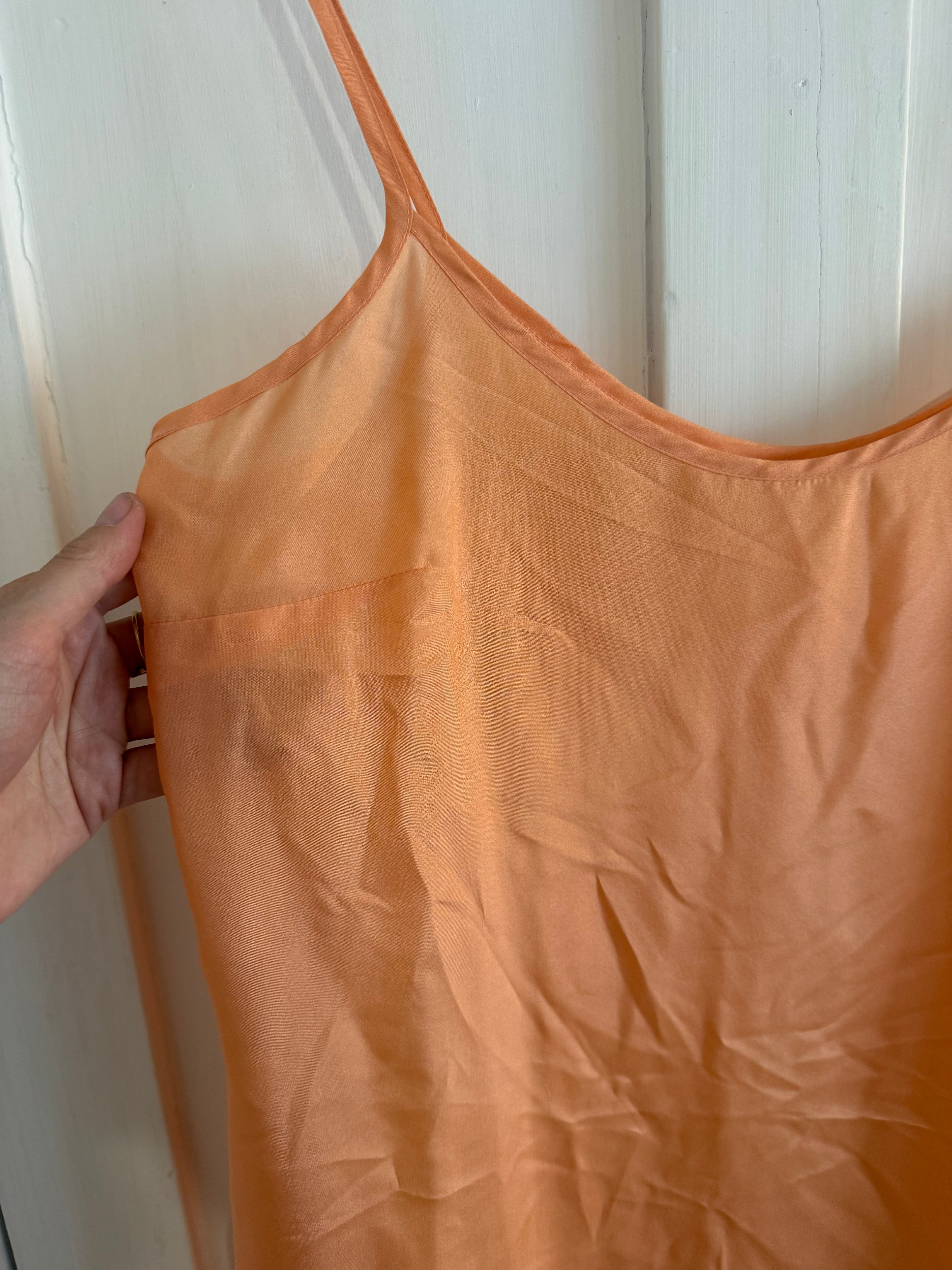 JUNE SAMPLE SALE silk peach slipm dress small