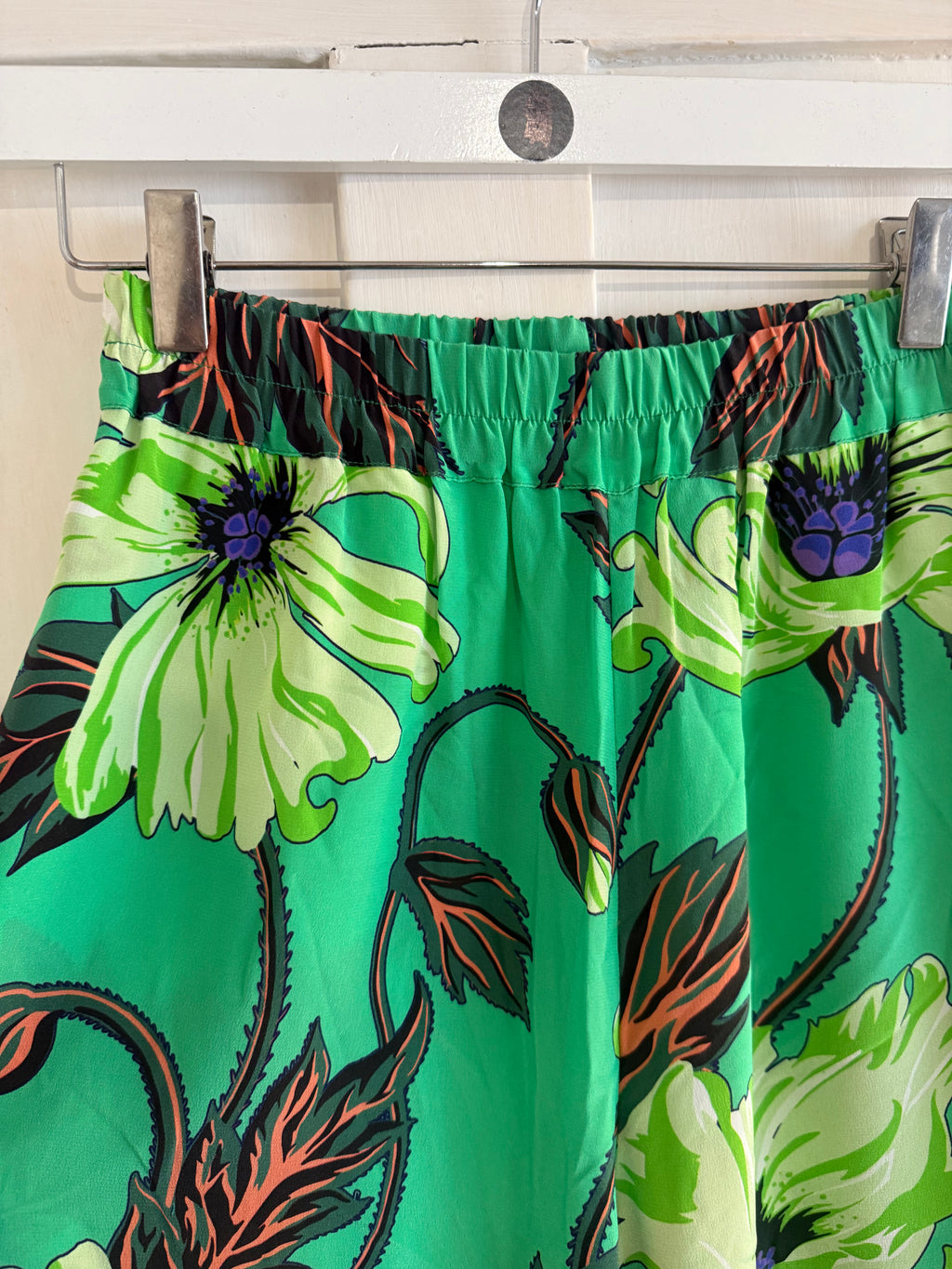 JUNE SAMPLE SALE silk poison poppy trousers XS