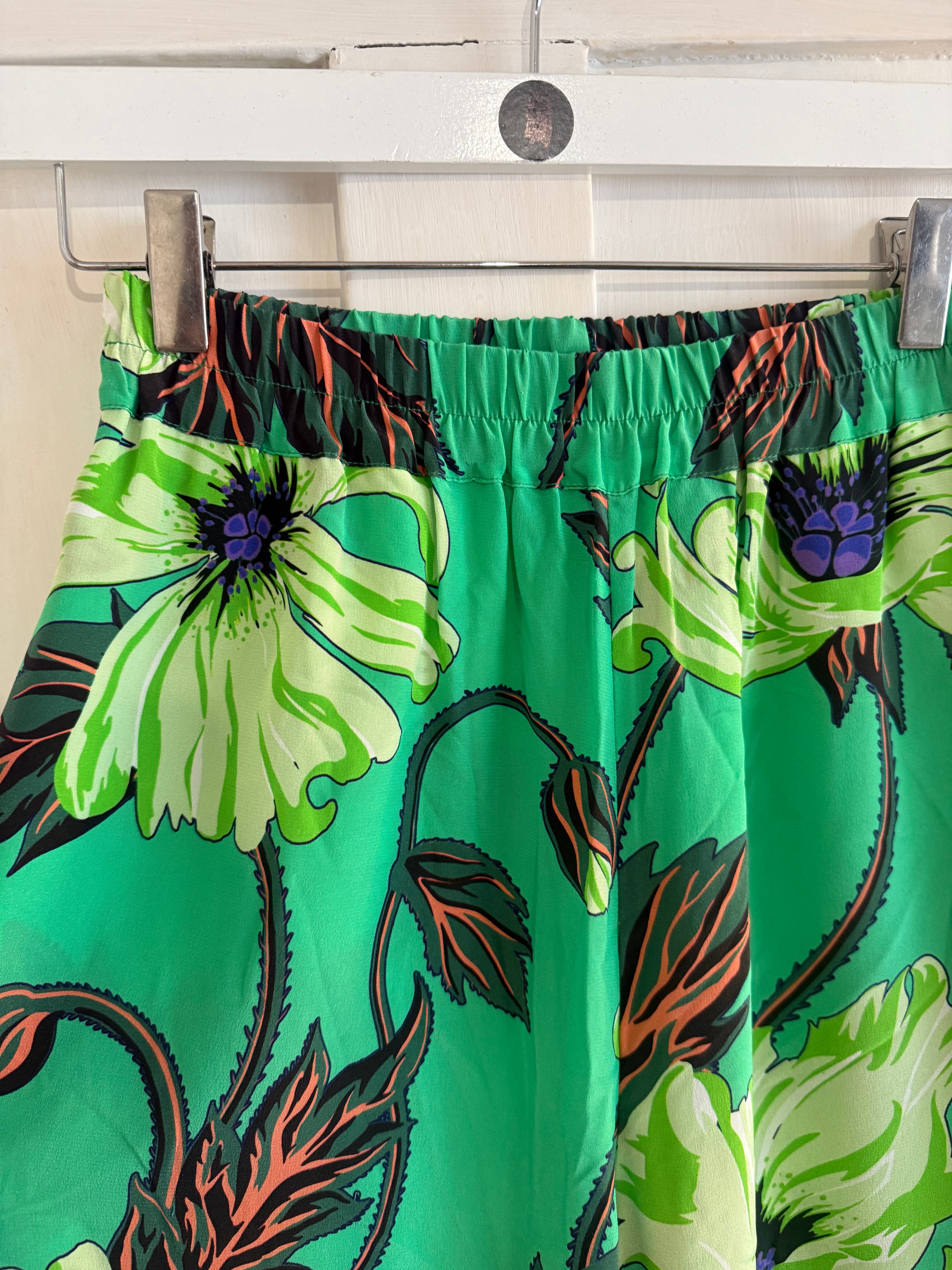 JUNE SAMPLE SALE silk poison poppy trousers XS