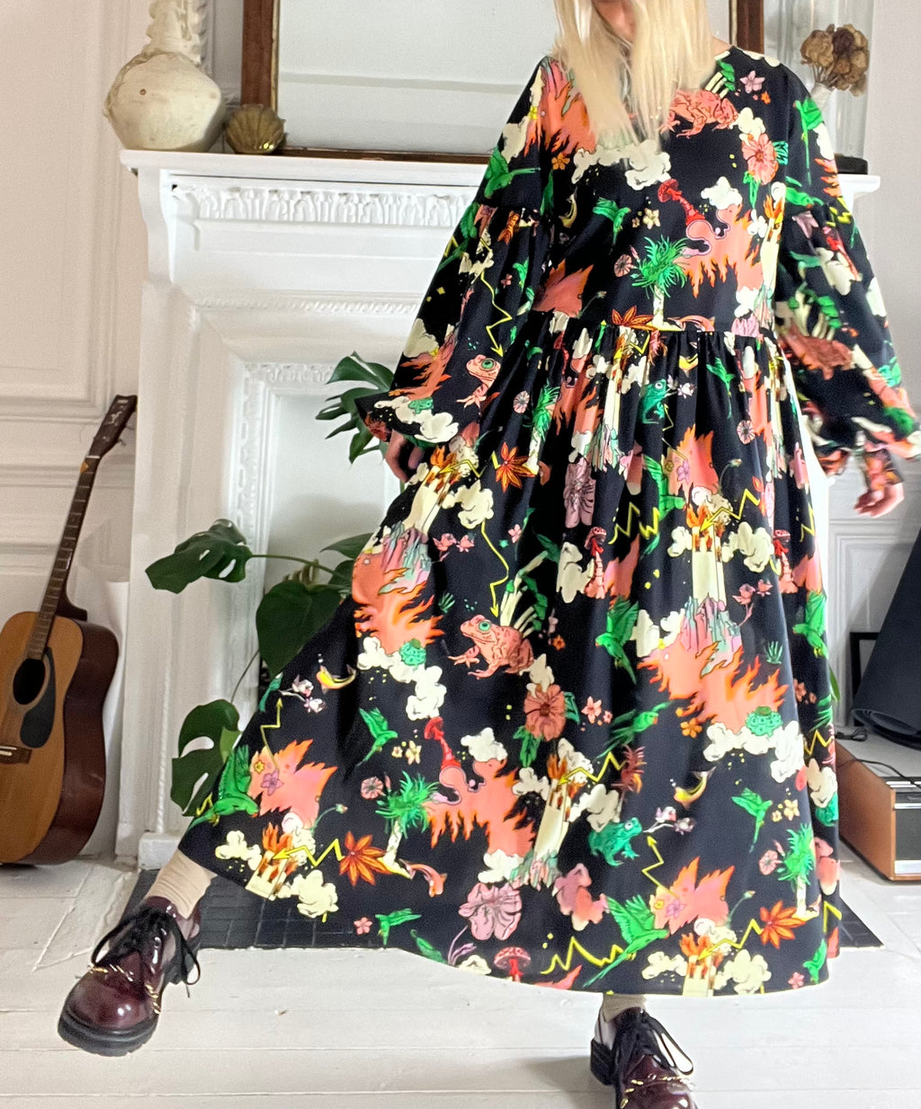 Dusk Dress in Watchtower print