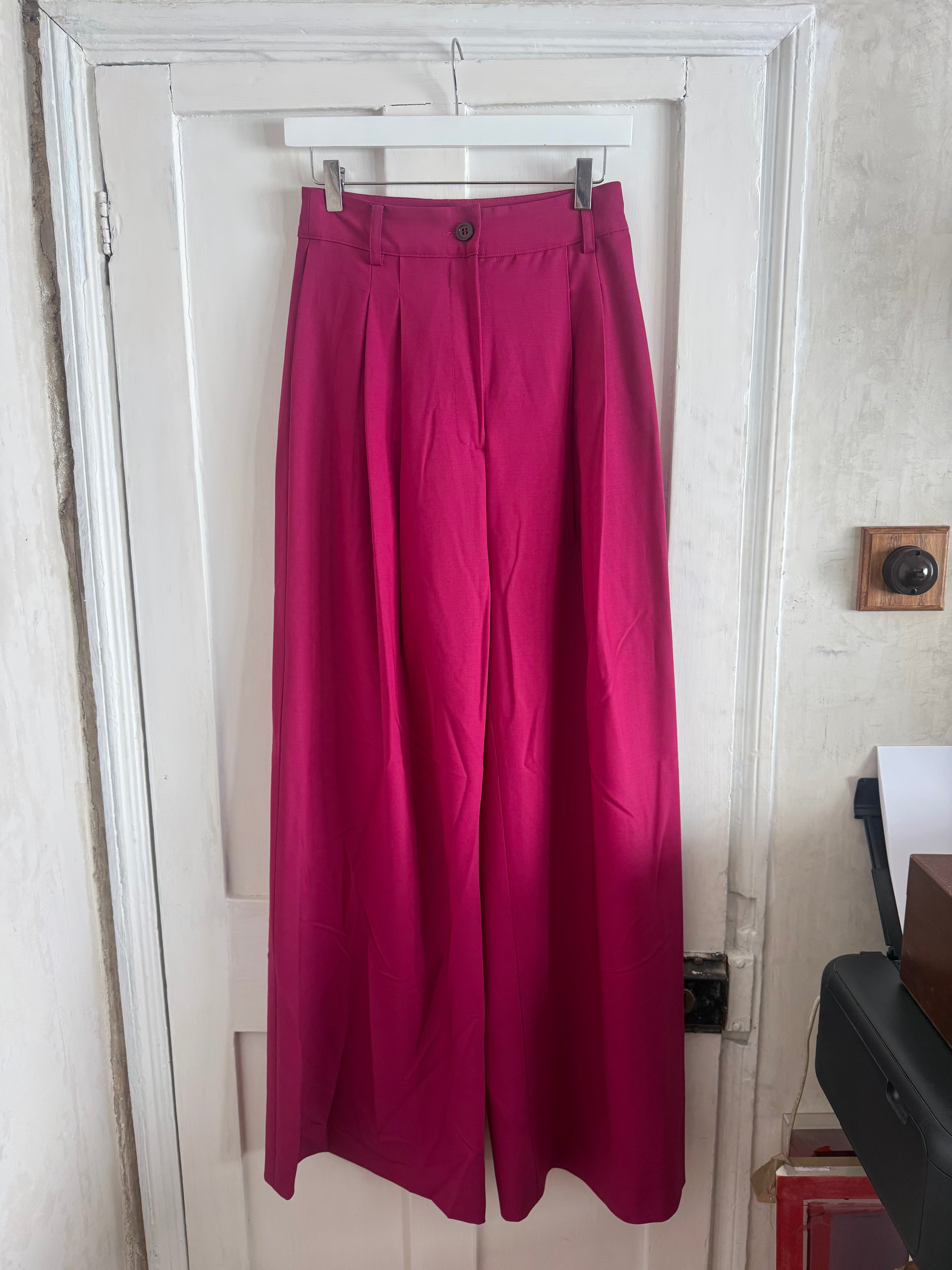 JUNE SAMPLE SALE wide leg fuchsia trousers Small