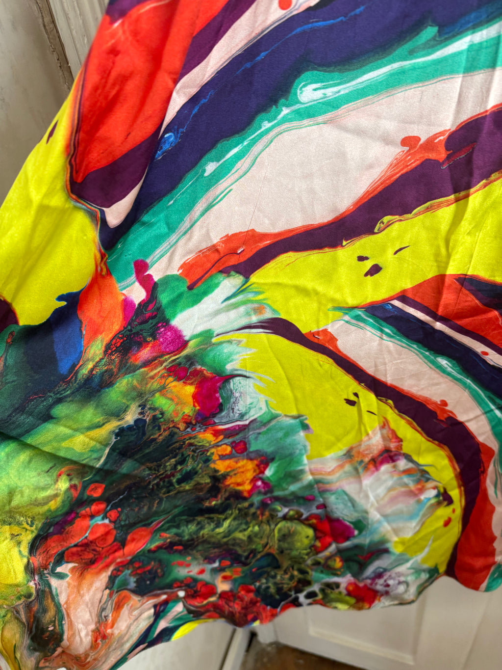JUNE SAMPLE SALE silk satin marbling print skirt small