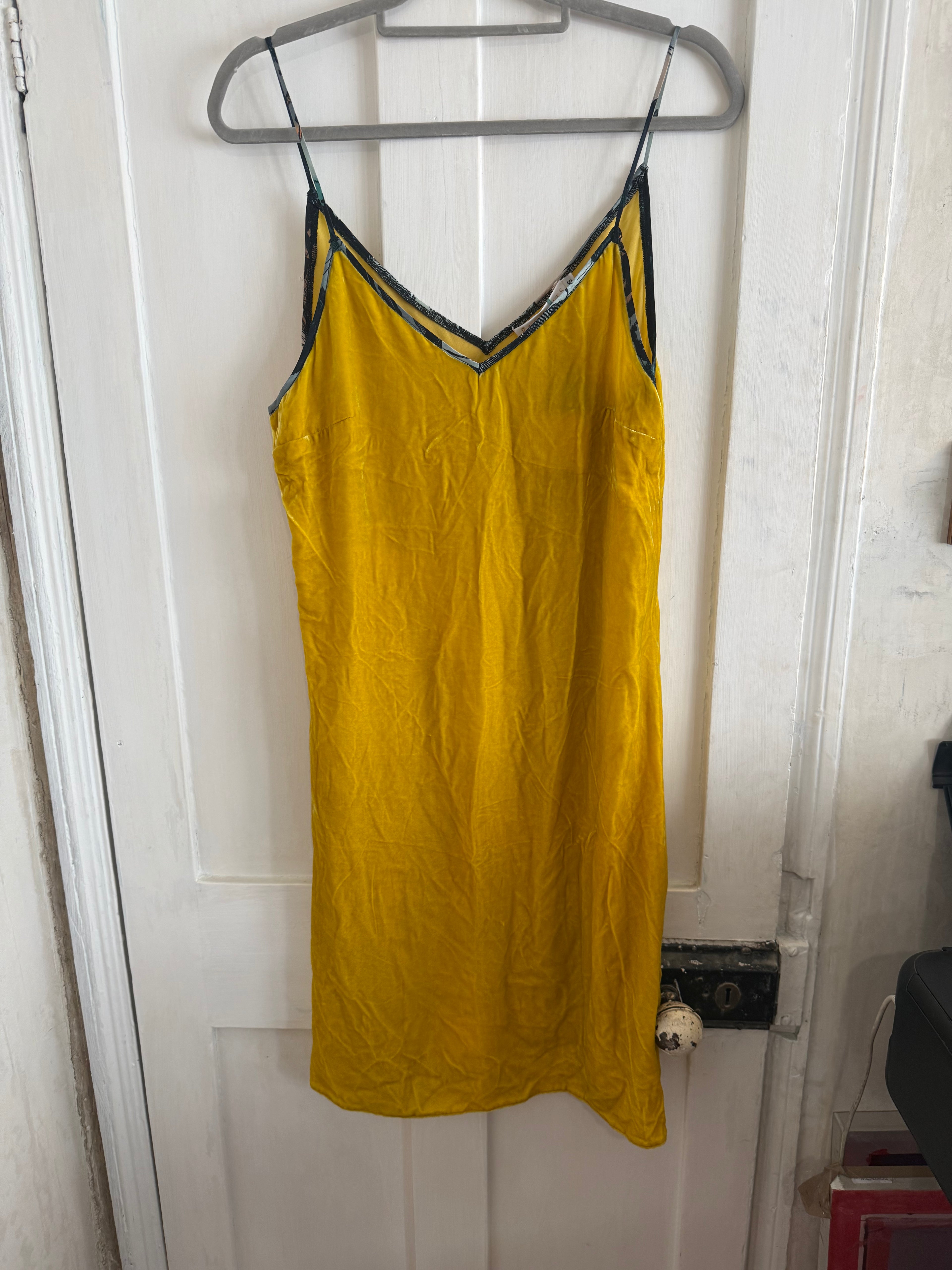 JUNE SAMPLE SALE silk velvet ochre silk dress small / medium