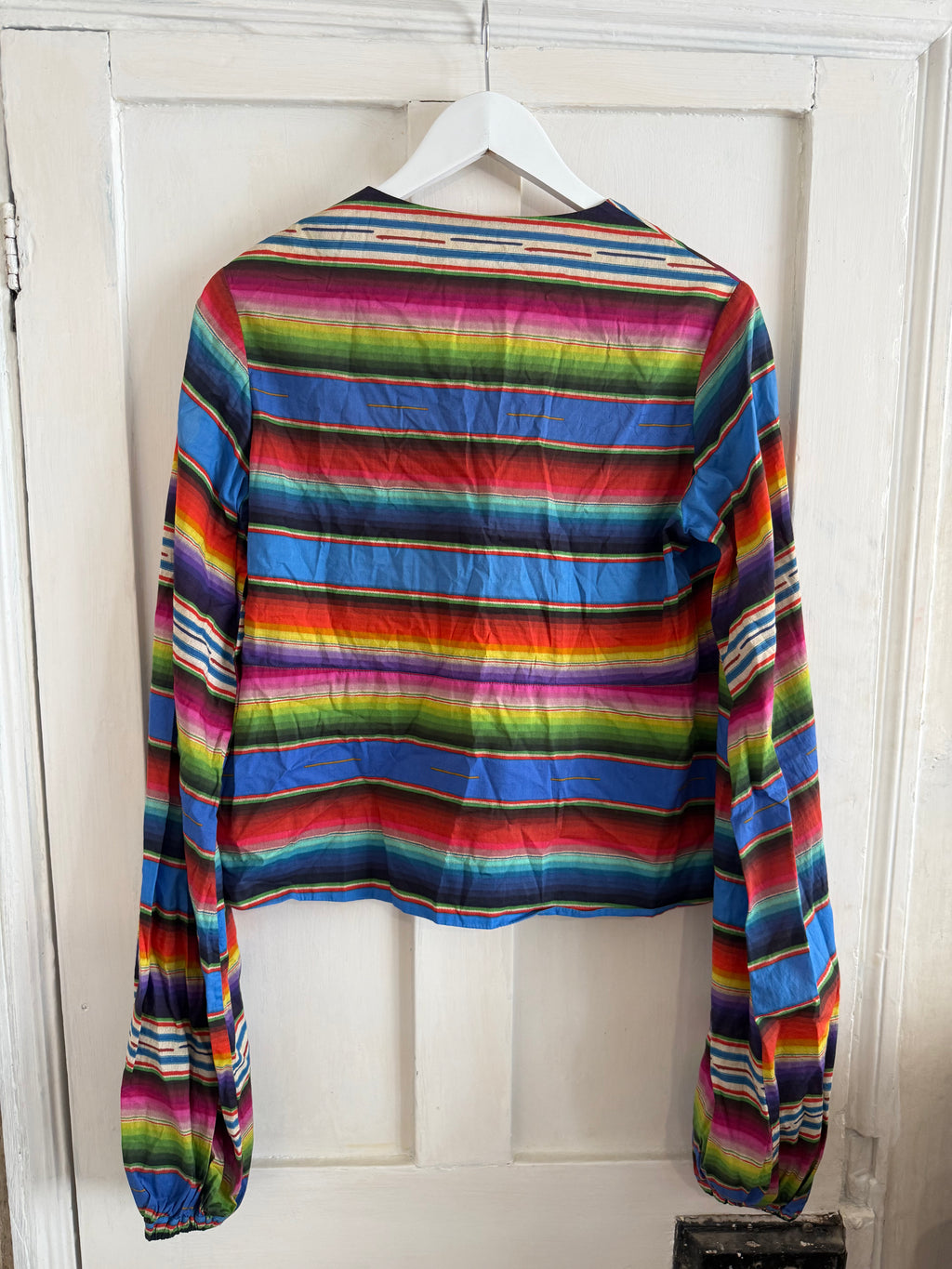 JUNE SAMPLE SALE cotton blanket print zip up top. small - medium.