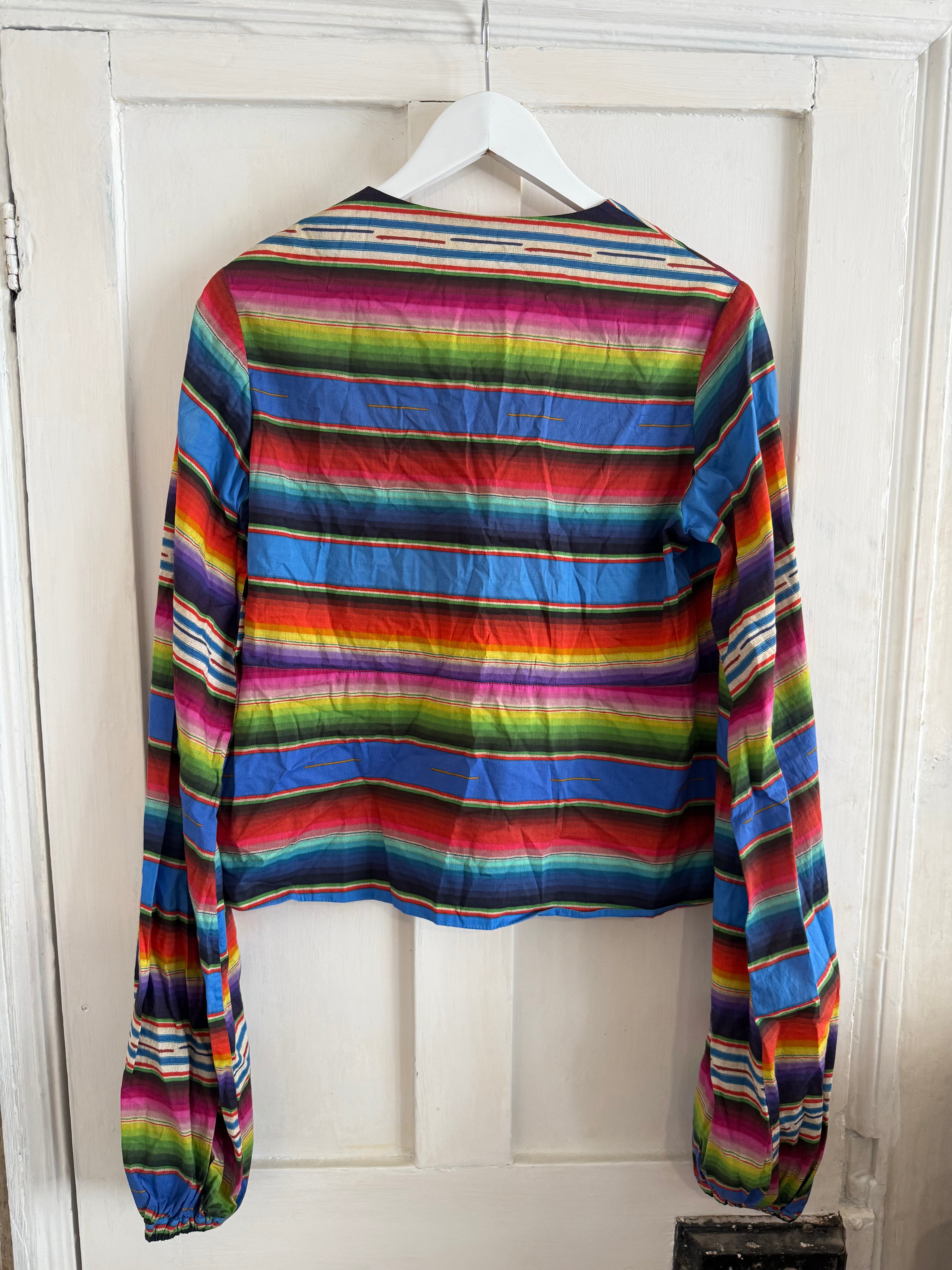 JUNE SAMPLE SALE cotton blanket print zip up top. small - medium.
