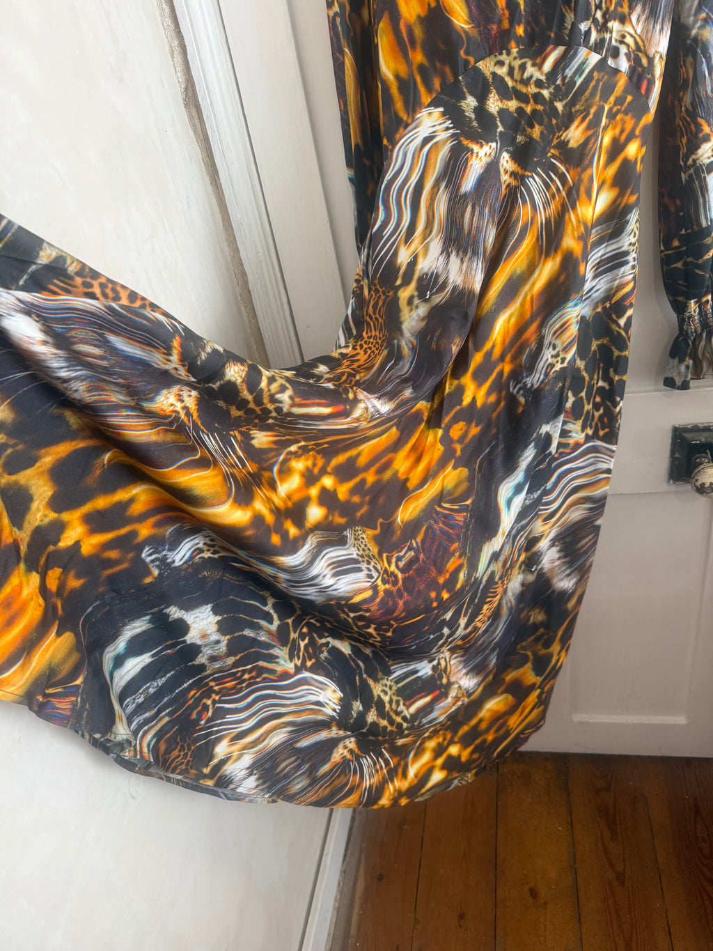 JUNE SAMPLE SALE silk twill skin print peggy dress small