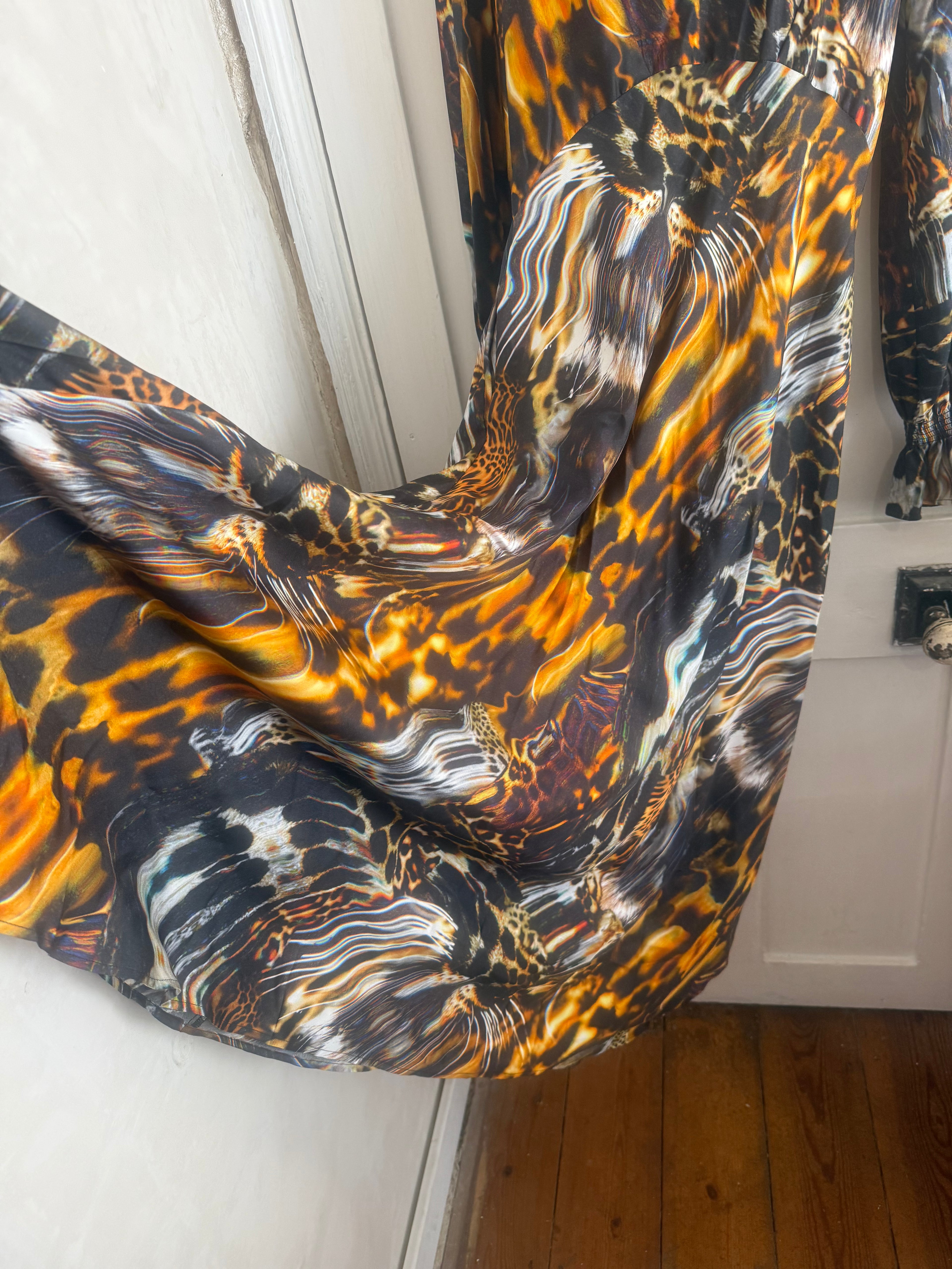 JUNE SAMPLE SALE silk twill skin print peggy dress small