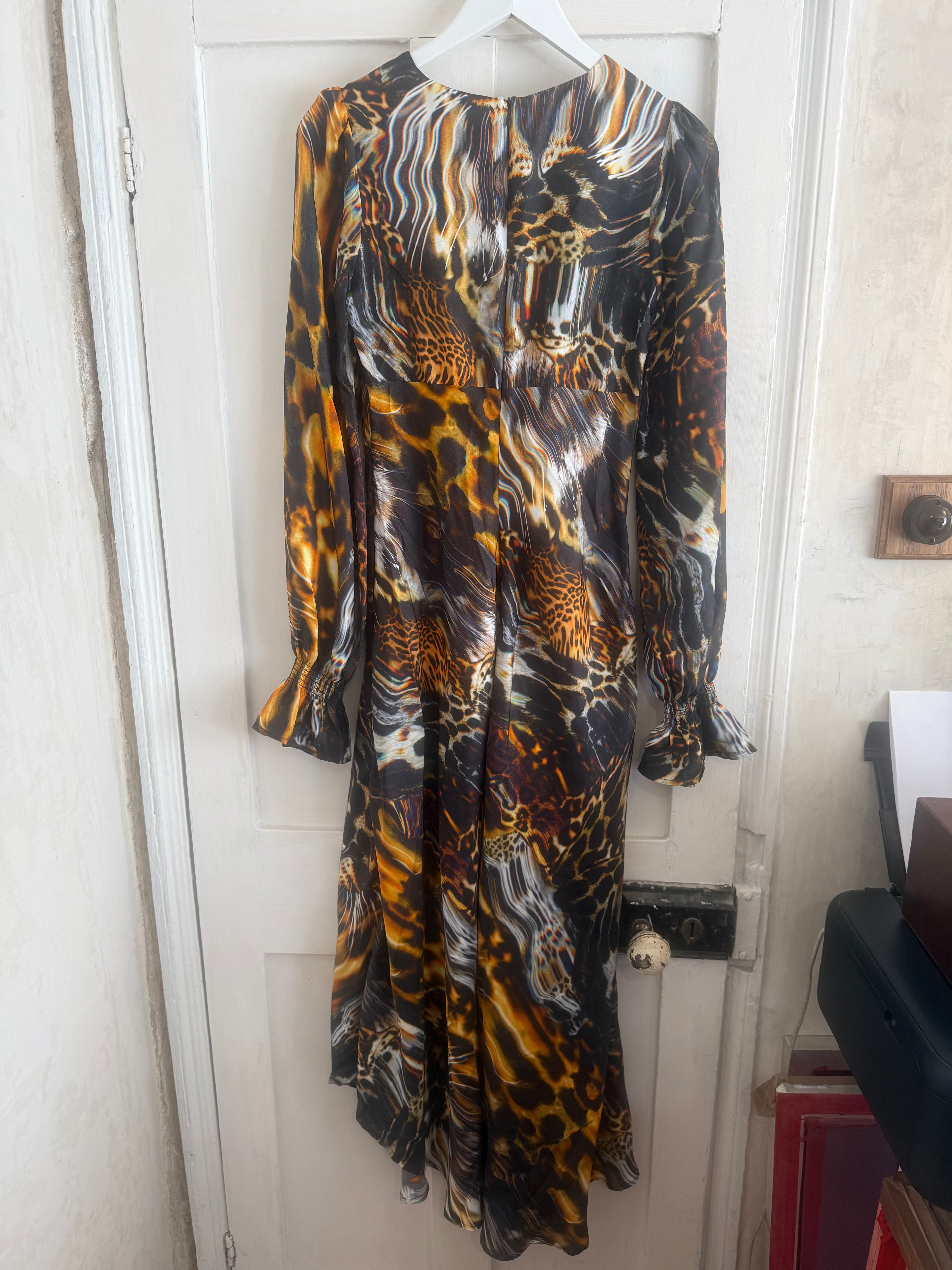 JUNE SAMPLE SALE silk twill skin print peggy dress small