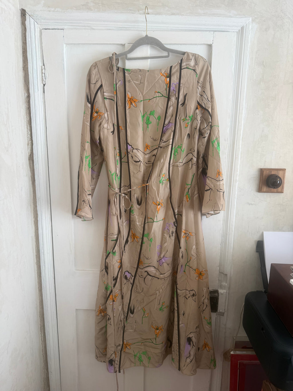 JUNE SAMPLE SALE ponds life drawing print, on silk dress, Medium
