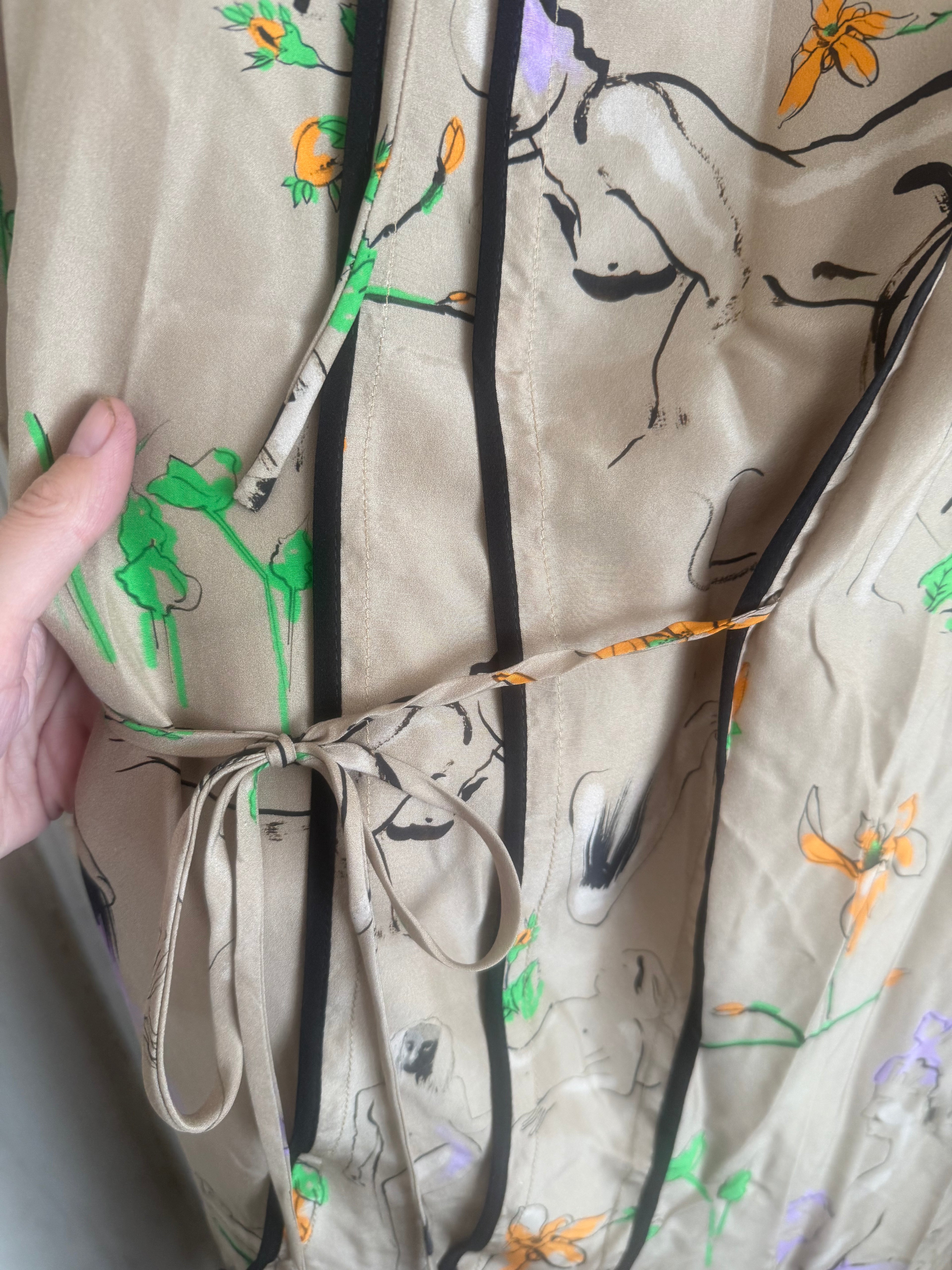 JUNE SAMPLE SALE ponds life drawing print, on silk dress, Medium