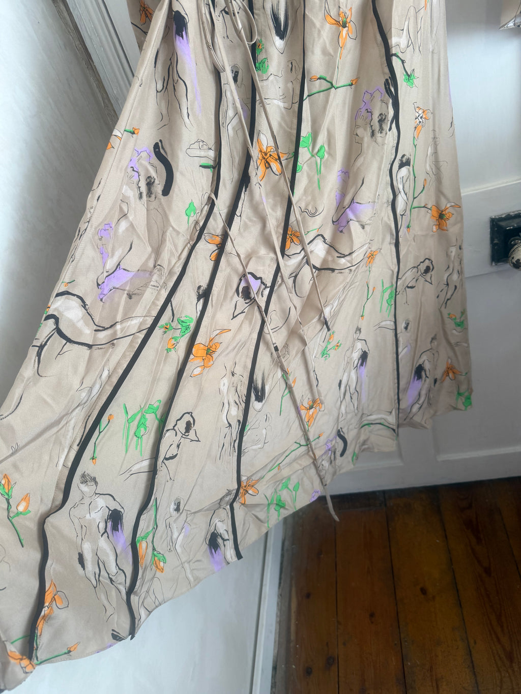 JUNE SAMPLE SALE ponds life drawing print, on silk dress, Medium
