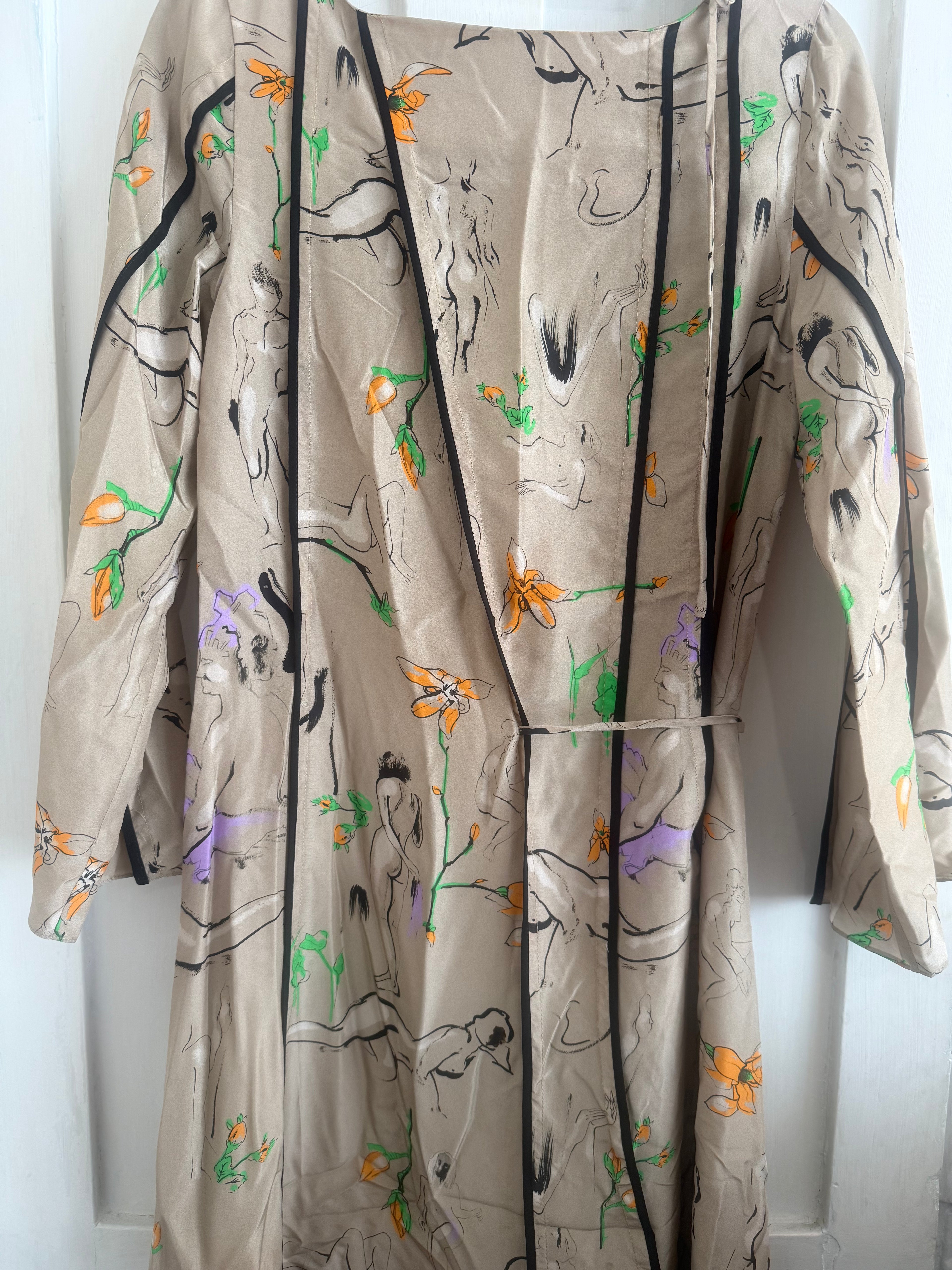 JUNE SAMPLE SALE ponds life drawing print, on silk dress, Medium