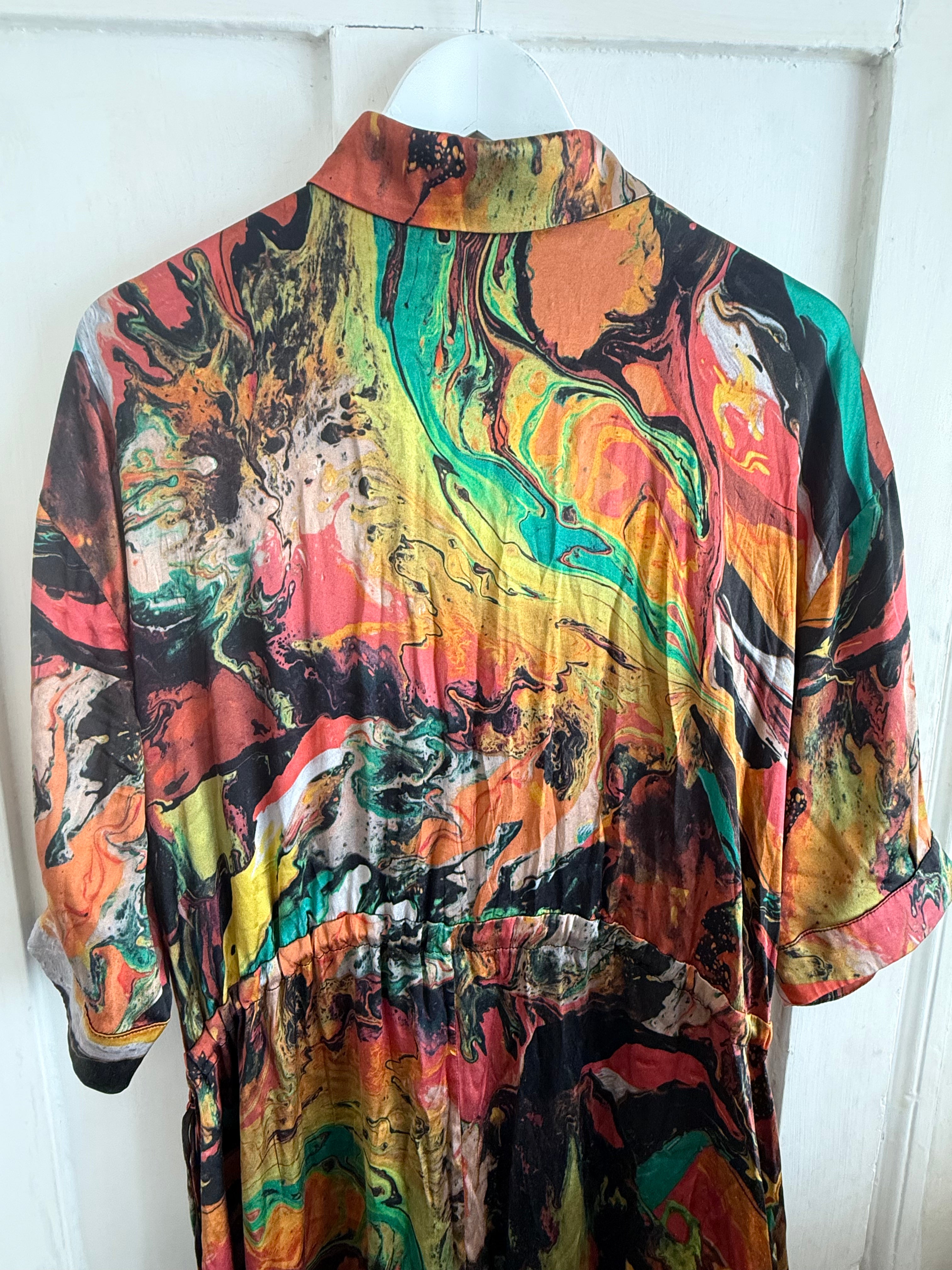 JUNE SAMPLE SALE silk marbling large fluid dress