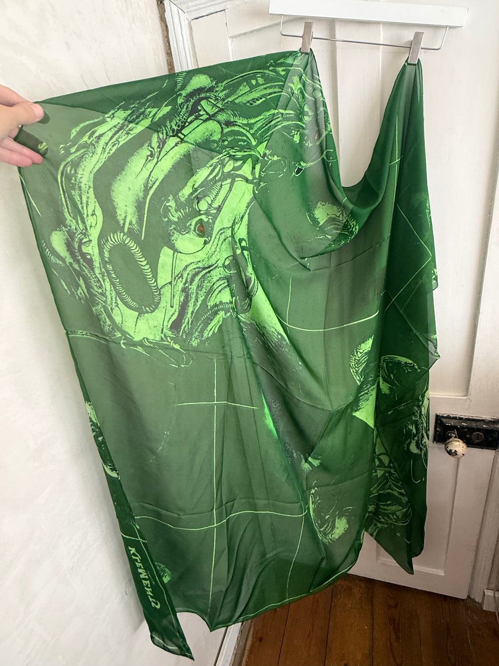 JUNE SAMPLE SALE silk chiffon alien print giant scarf