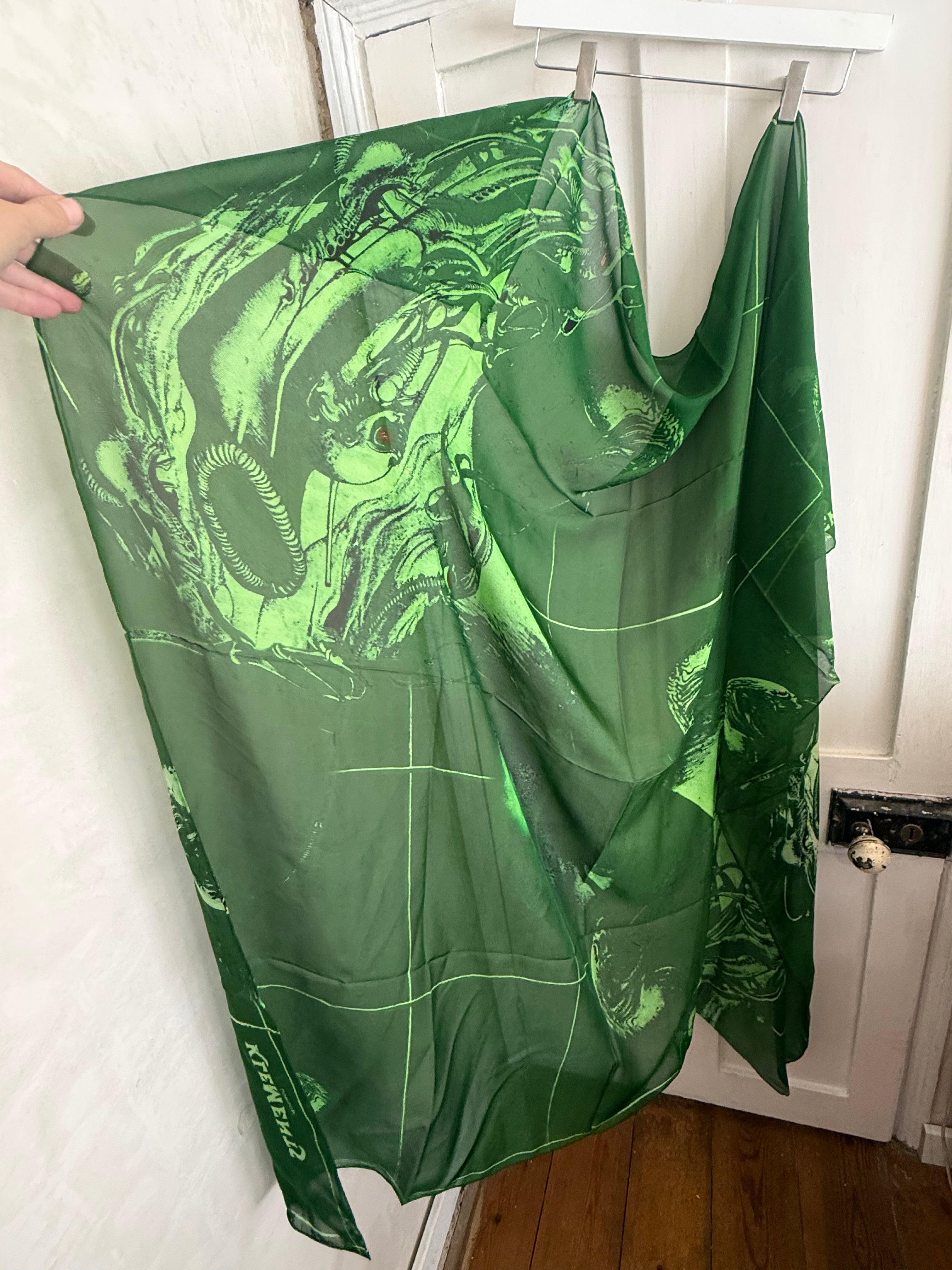 JUNE SAMPLE SALE silk chiffon alien print giant scarf