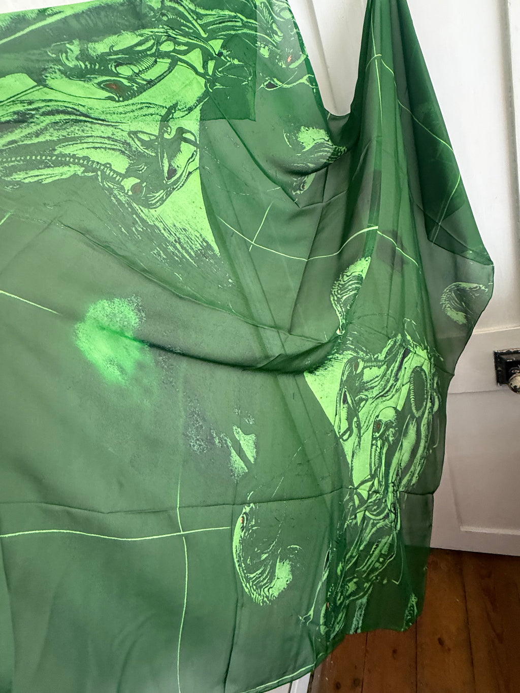JUNE SAMPLE SALE silk chiffon alien print giant scarf