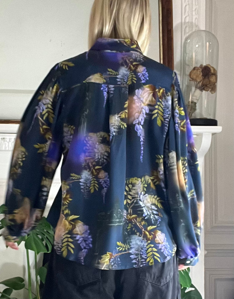 Paints silk Blouse in Wisteria Print