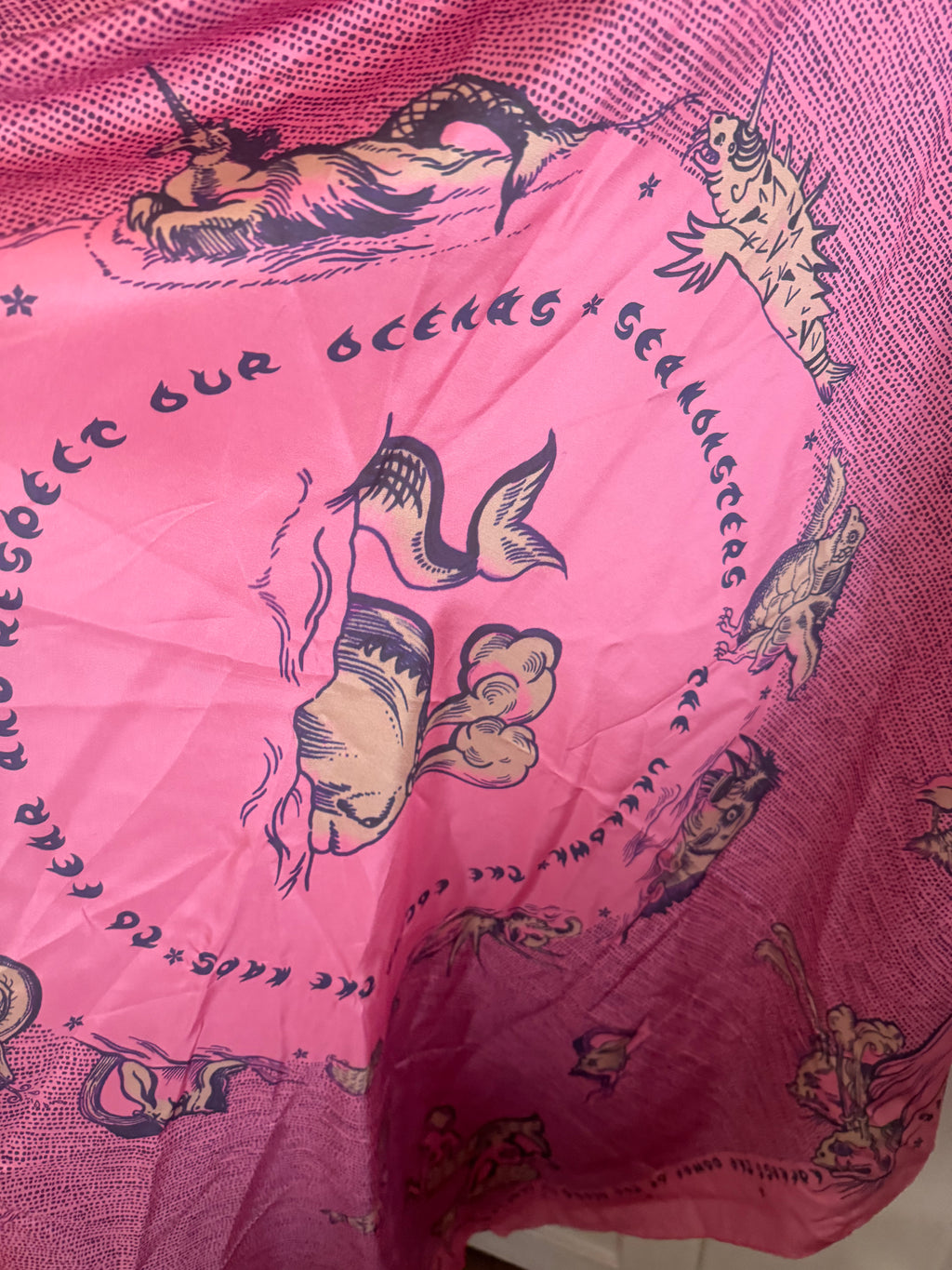 JUNE SAMPLE SALE Pink monsters silk