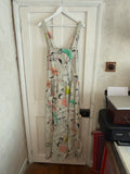 JUNE SAMPLE SALE LINEN EGYPTIAN CARTOON PRINT DRESS L