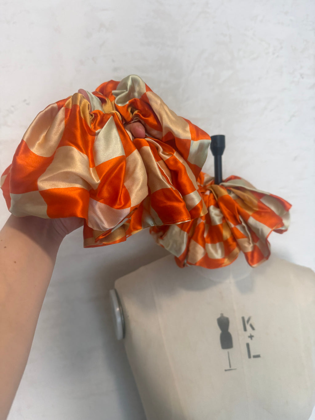 JUNE SAMPLE SALE GIANT SILK CHECK SCHRUNCHIE